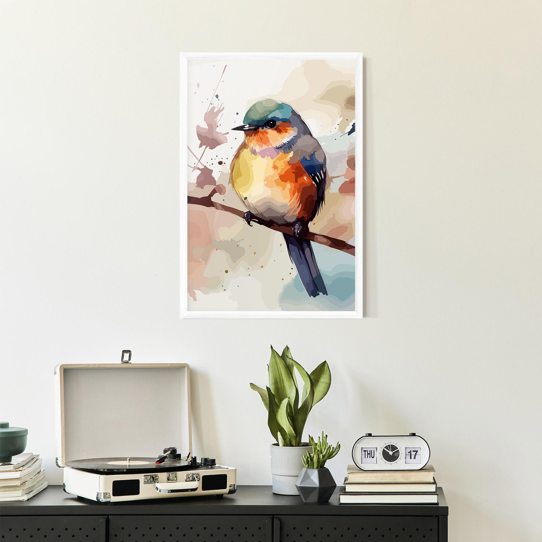 Keretezett Poszter Orange Purple Bird mockup 2