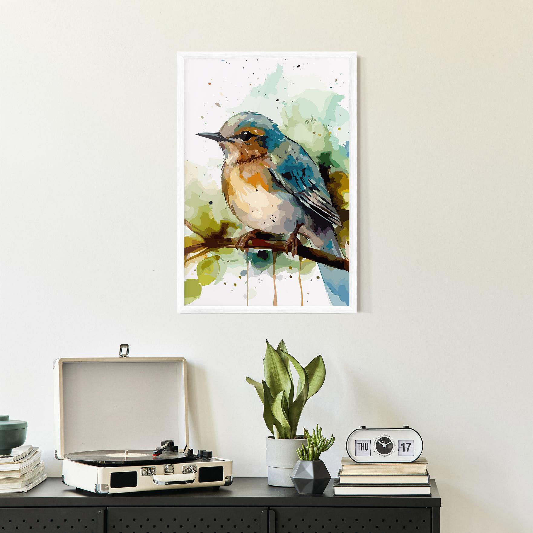 Keretezett Poszter Pretty Blue Bird mockup 2