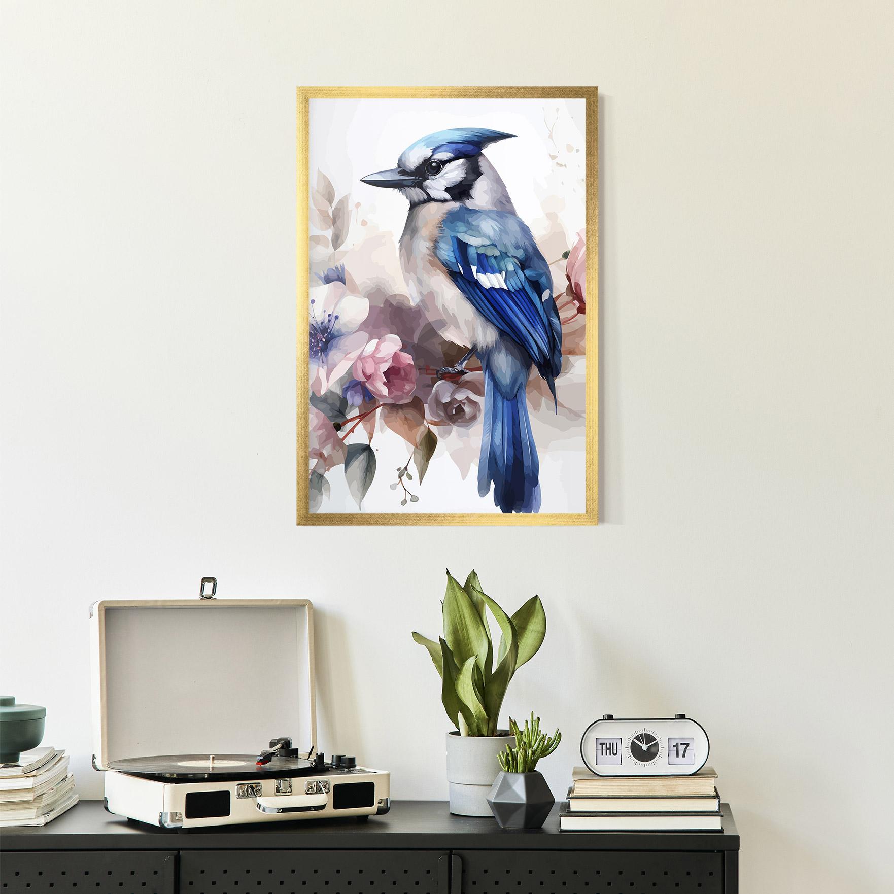 Keretezett Poszter Bird Pretty Blue mockup 2
