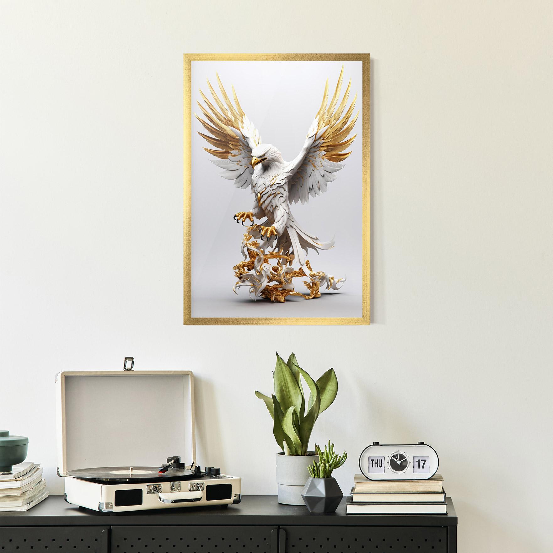 Keretezett Poszter Gold 3d Eagle mockup 2