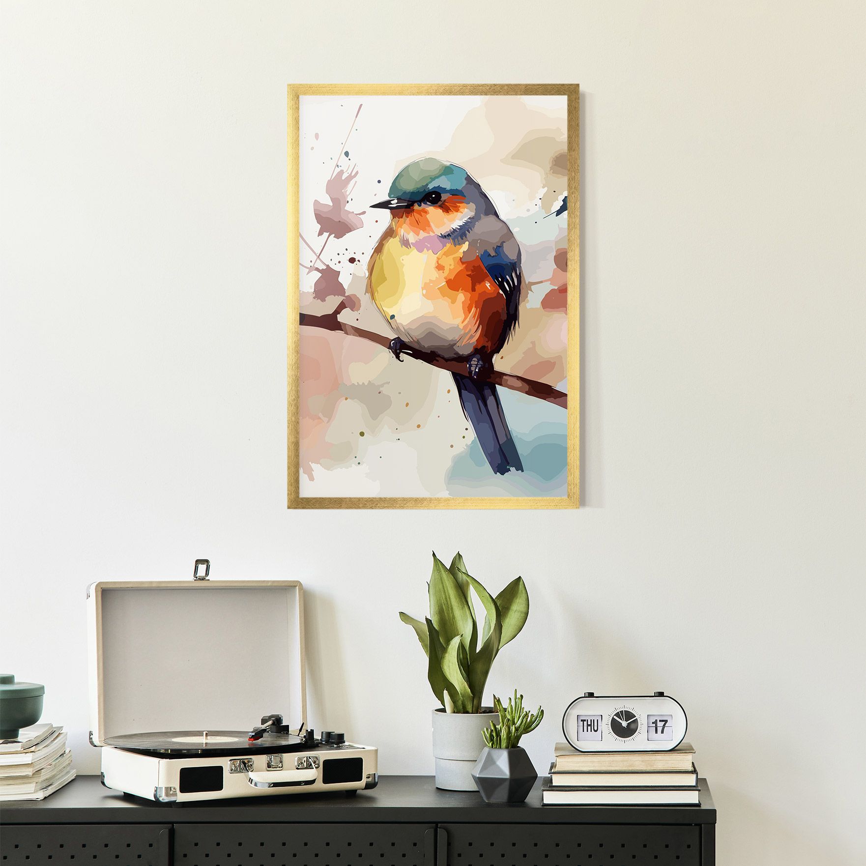 Orange Purple Bird mockup 2