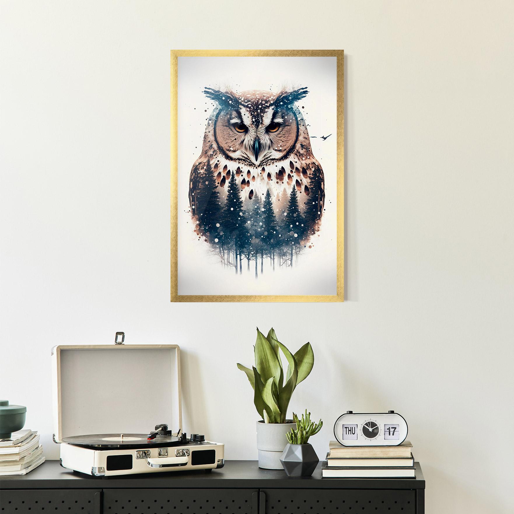 Keretezett Poszter Owl Portrait mockup 2