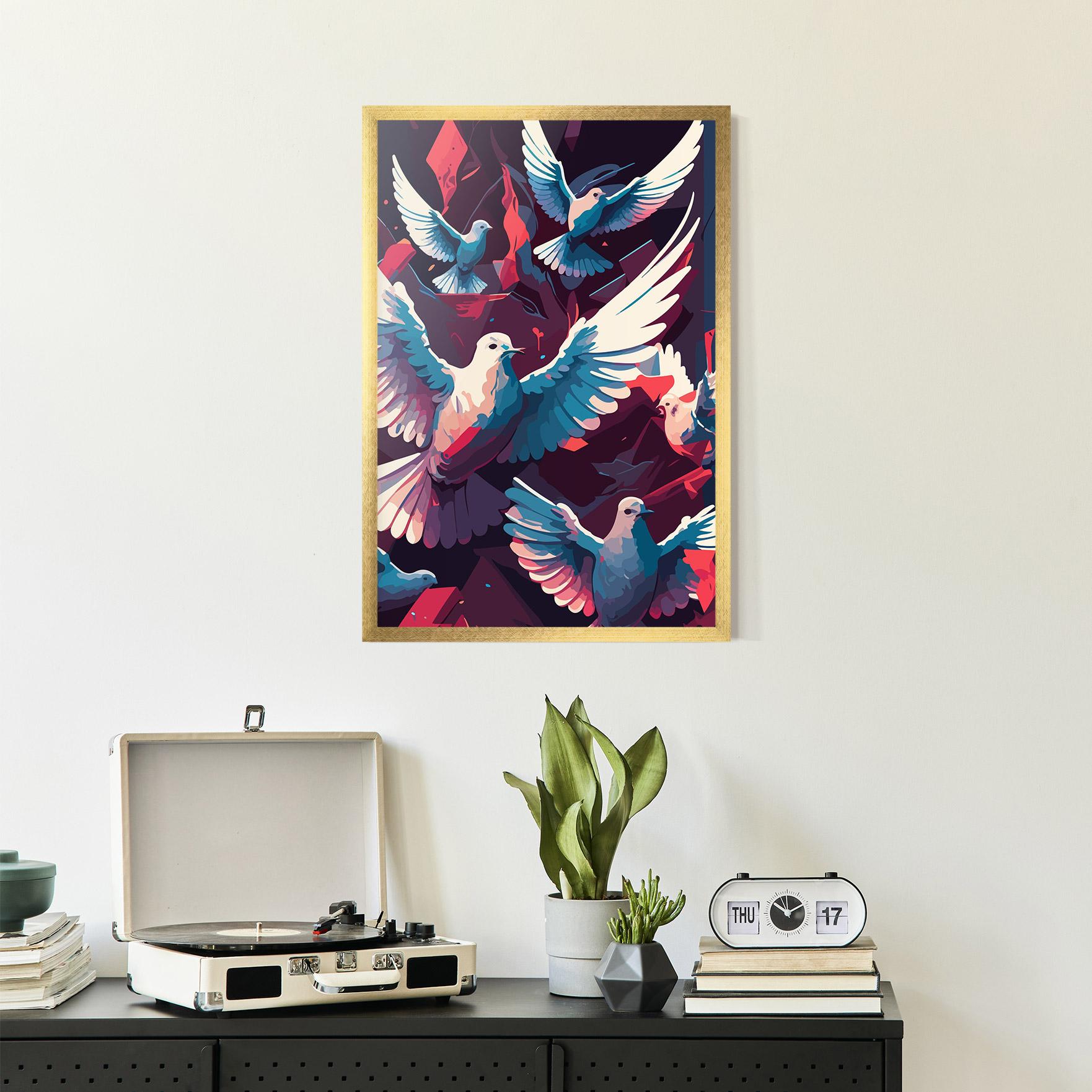 Keretezett Poszter Pretty Dove Family mockup 2