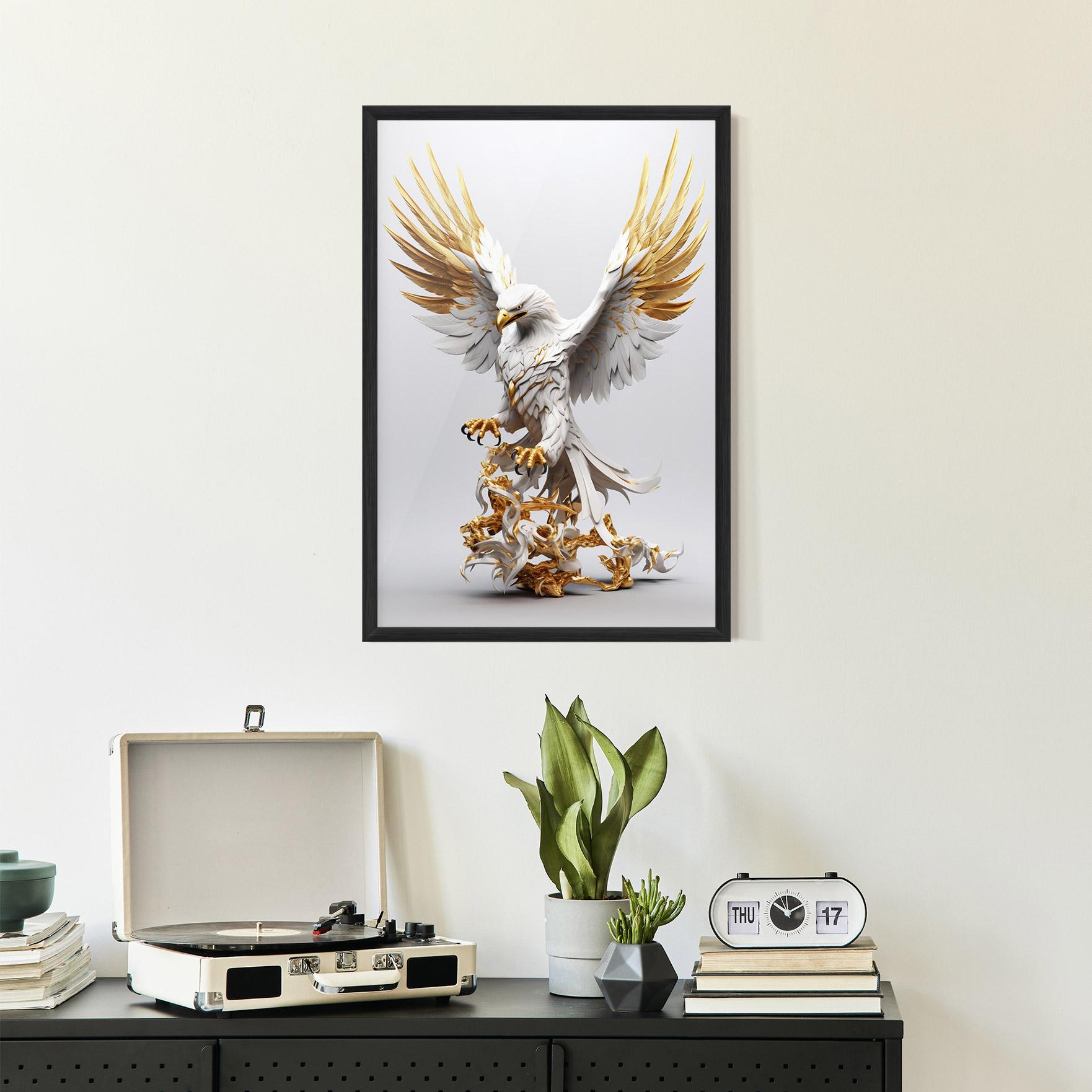 Keretezett Poszter Gold 3d Eagle mockup 2