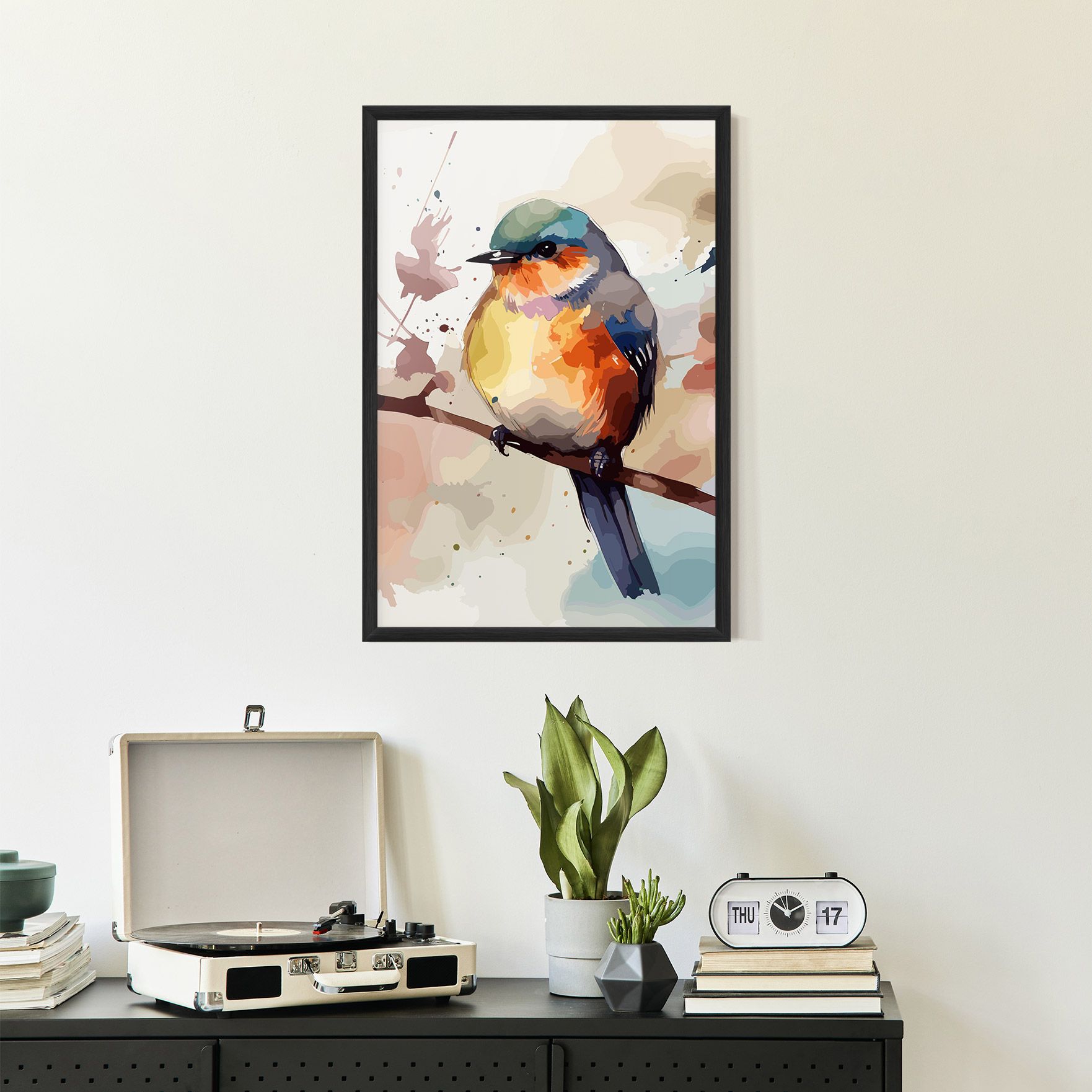 Orange Purple Bird mockup 2