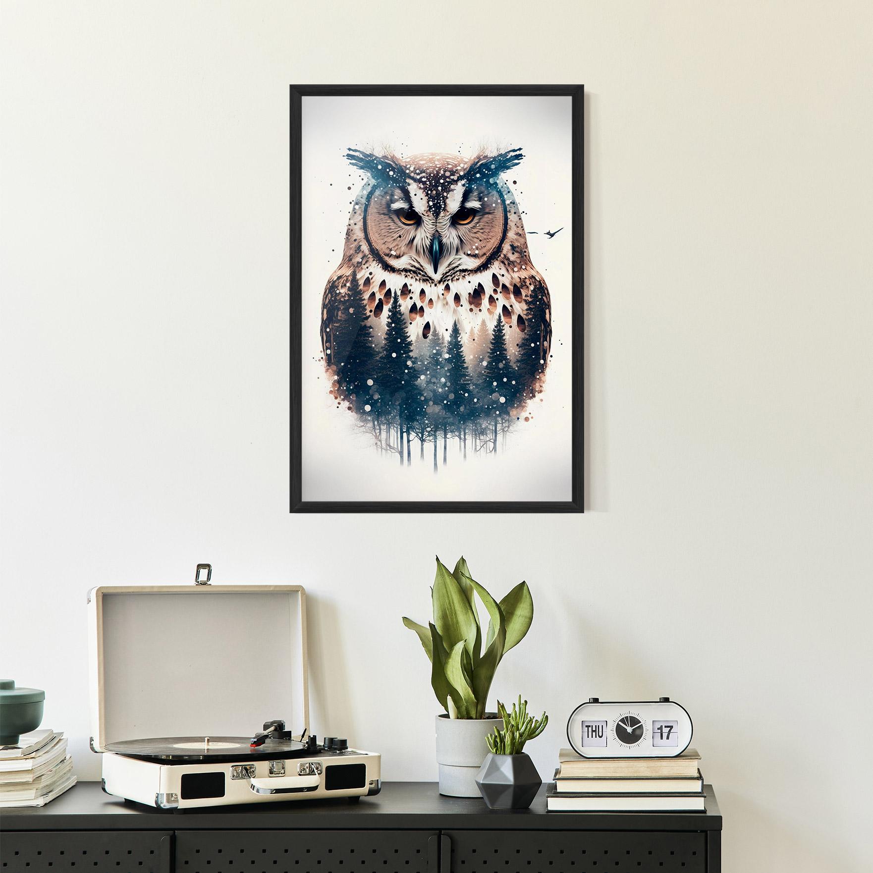 Keretezett Poszter Owl Portrait mockup 2