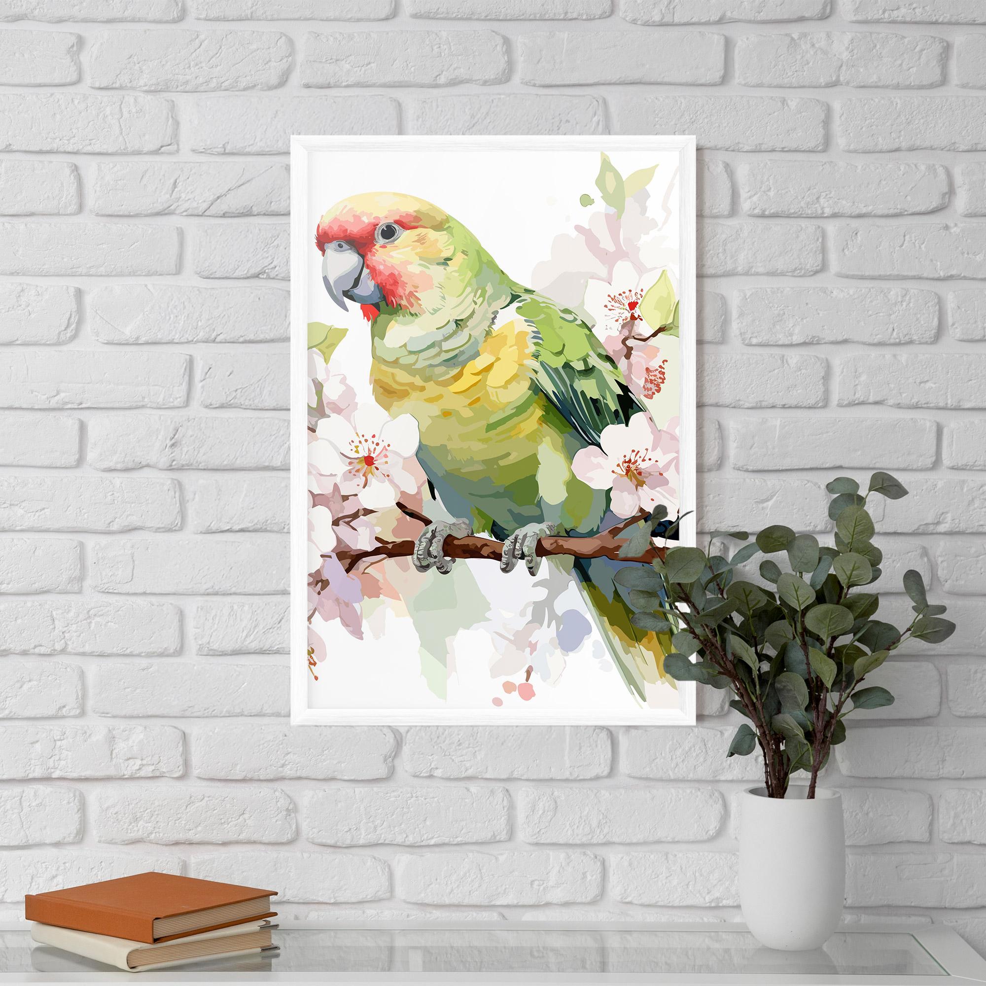 Keretezett Poszter Cute Green Parrot mockup 5