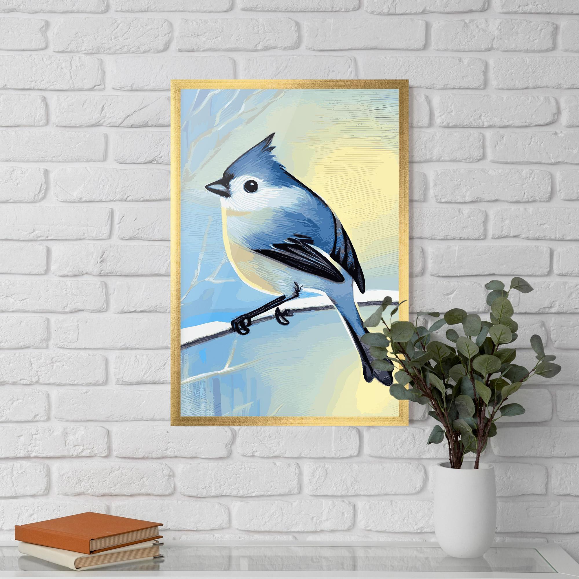 Keretezett Poszter Bird Winter Painting mockup 5