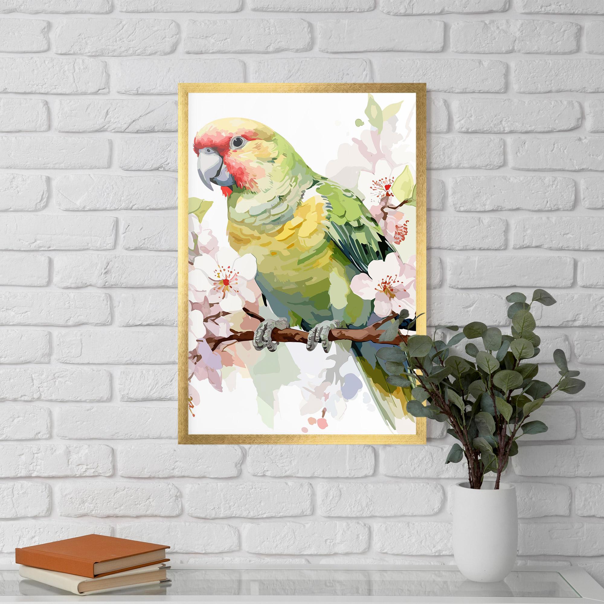 Keretezett Poszter Cute Green Parrot mockup 5