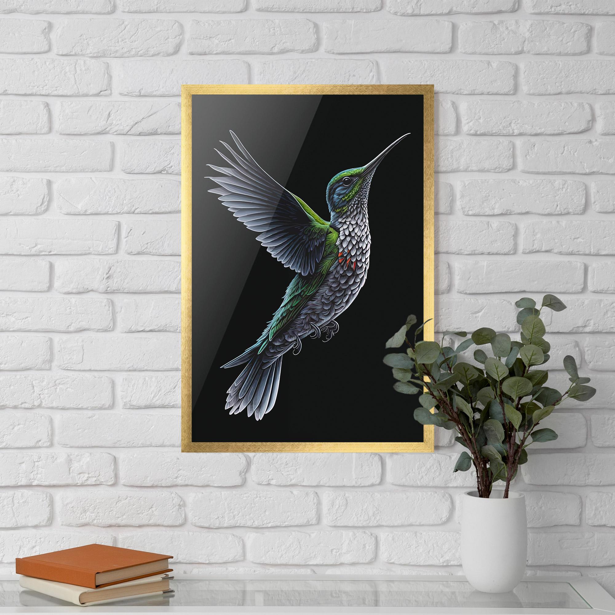 Keretezett Poszter Green Hummingbird mockup 5
