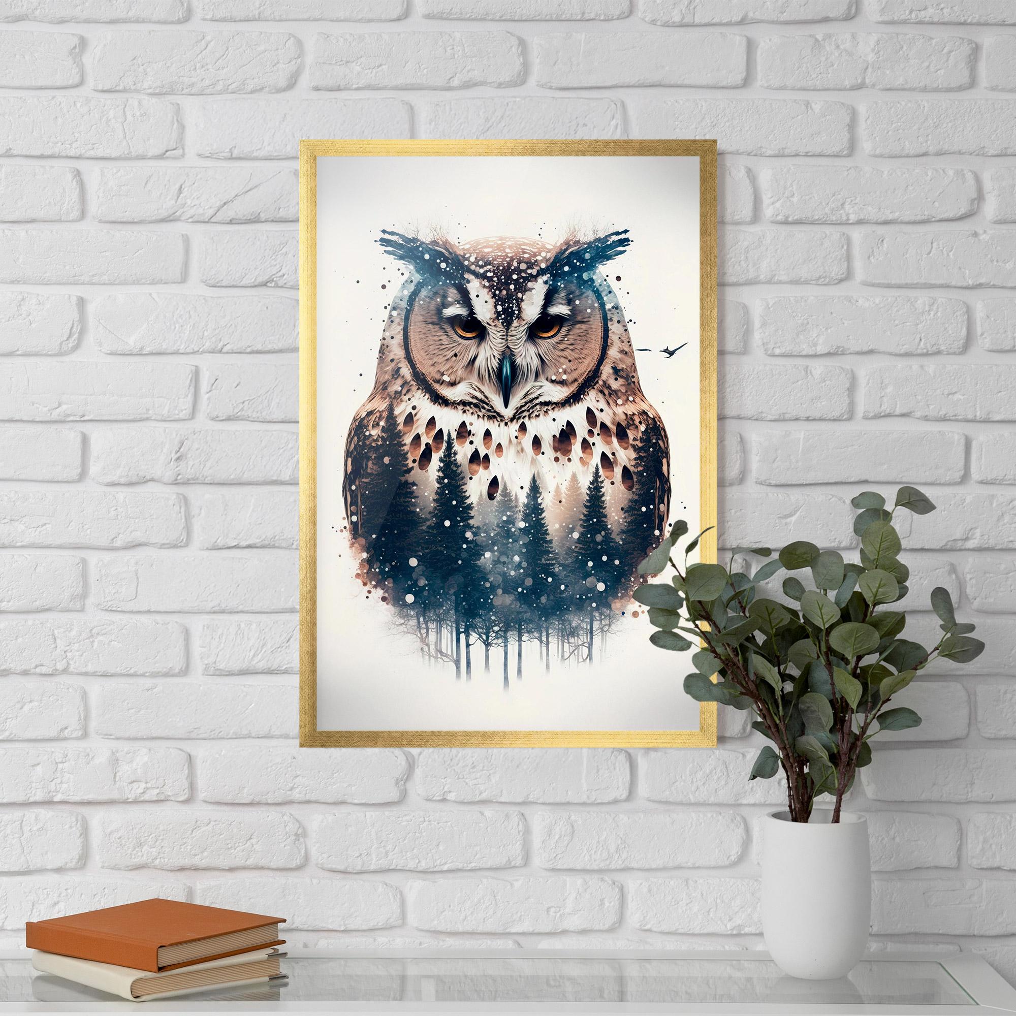 Keretezett Poszter Owl Portrait mockup 5