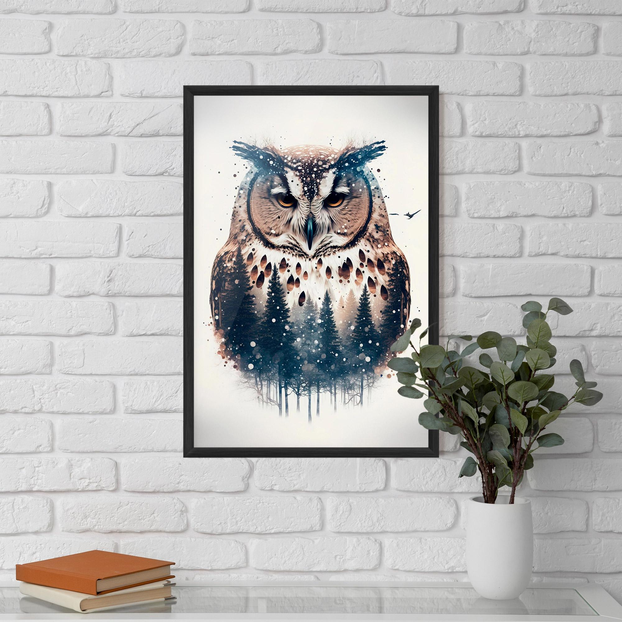 Keretezett Poszter Owl Portrait mockup 5