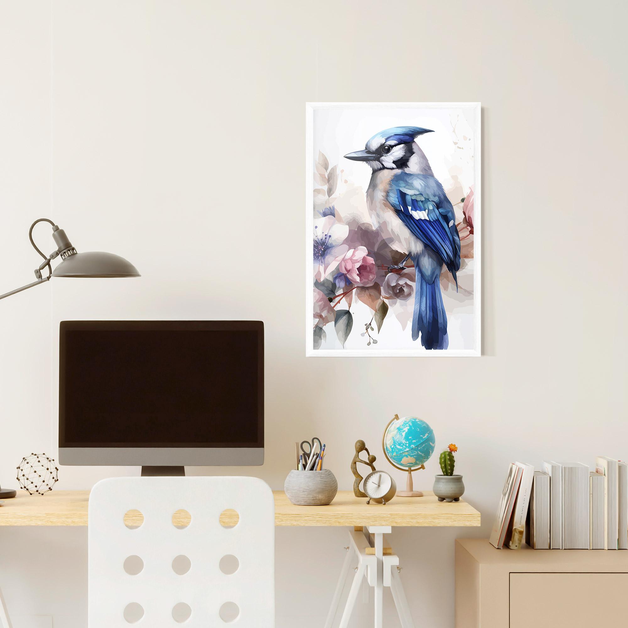 Keretezett Poszter Bird Pretty Blue mockup 6