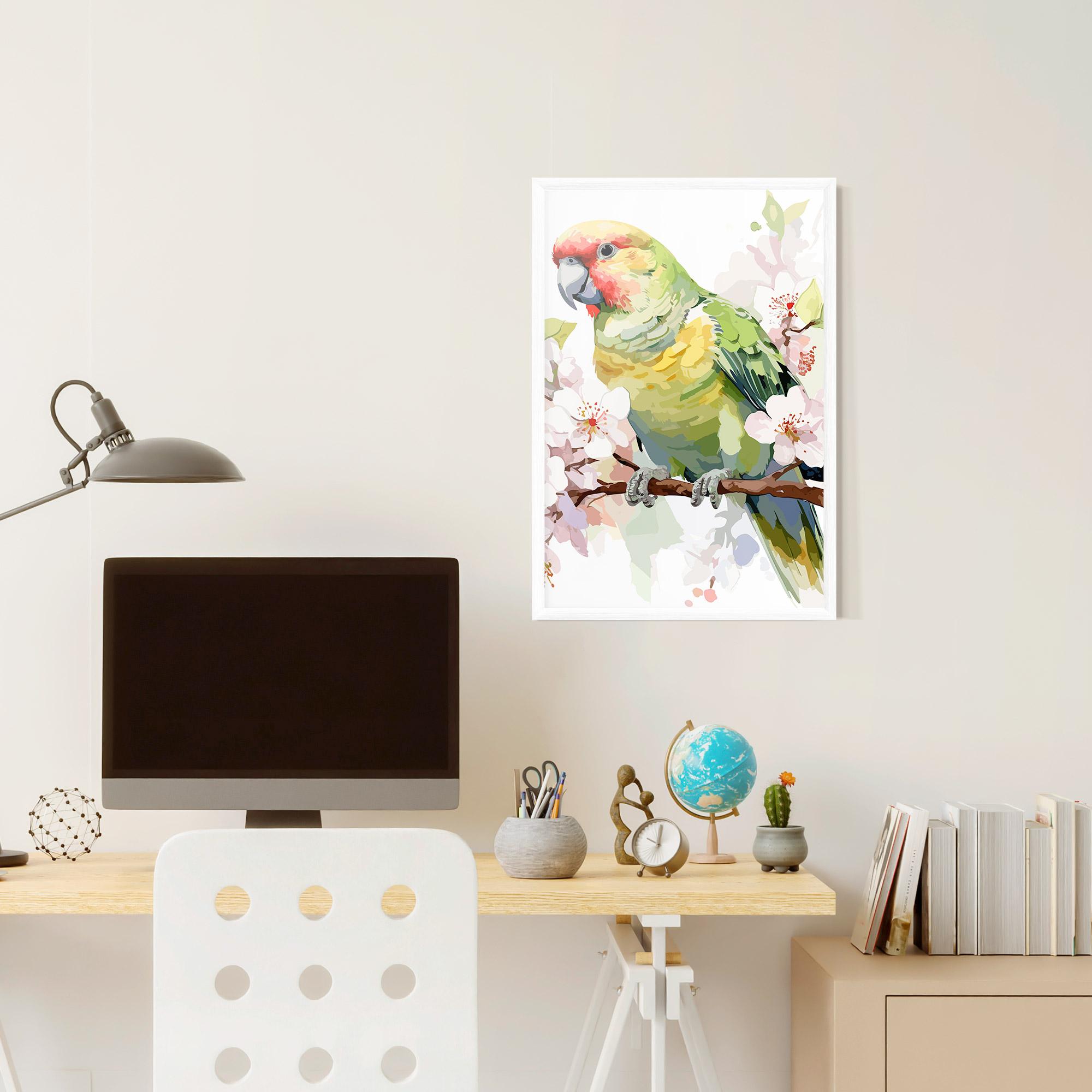 Keretezett Poszter Cute Green Parrot mockup 6