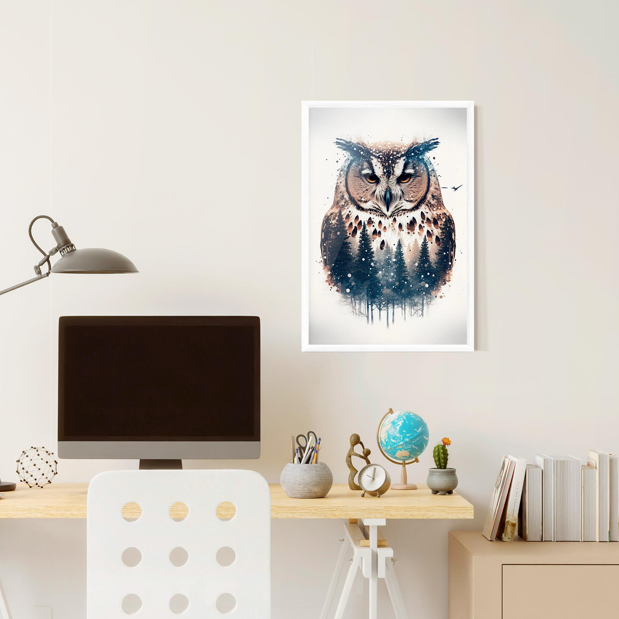 Keretezett Poszter Owl Portrait mockup 6