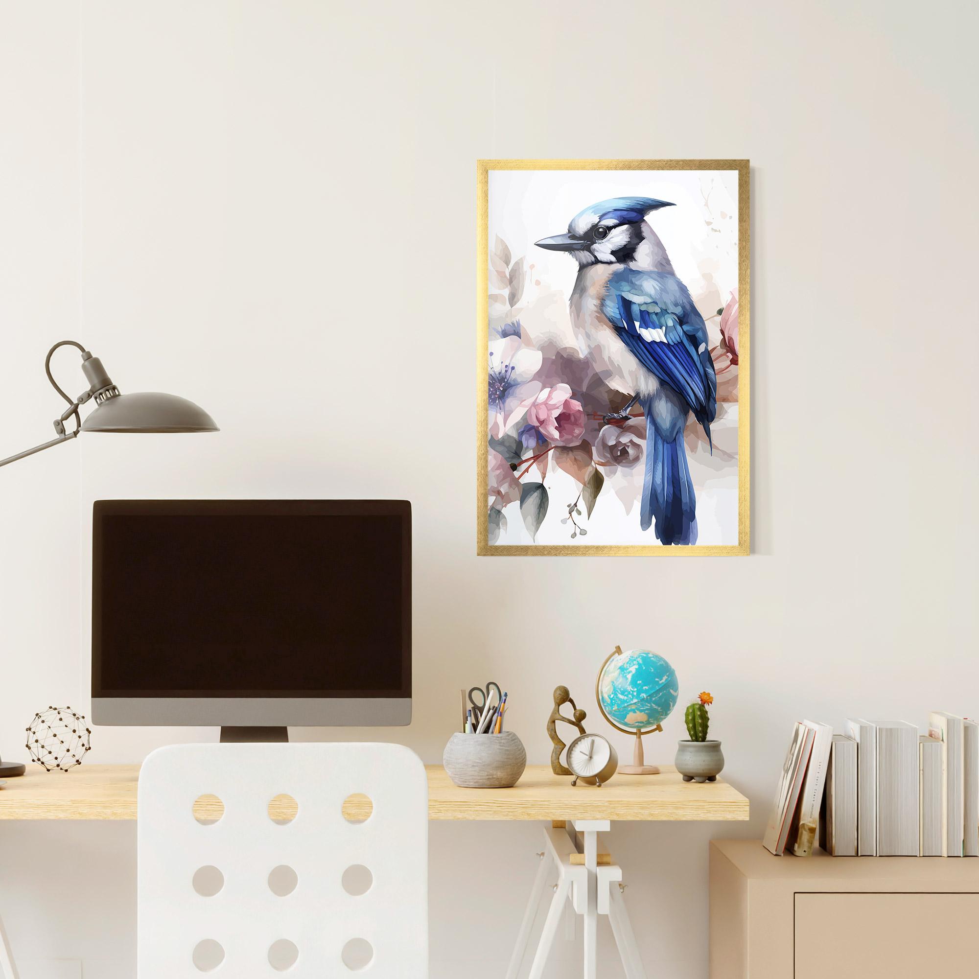 Keretezett Poszter Bird Pretty Blue mockup 6