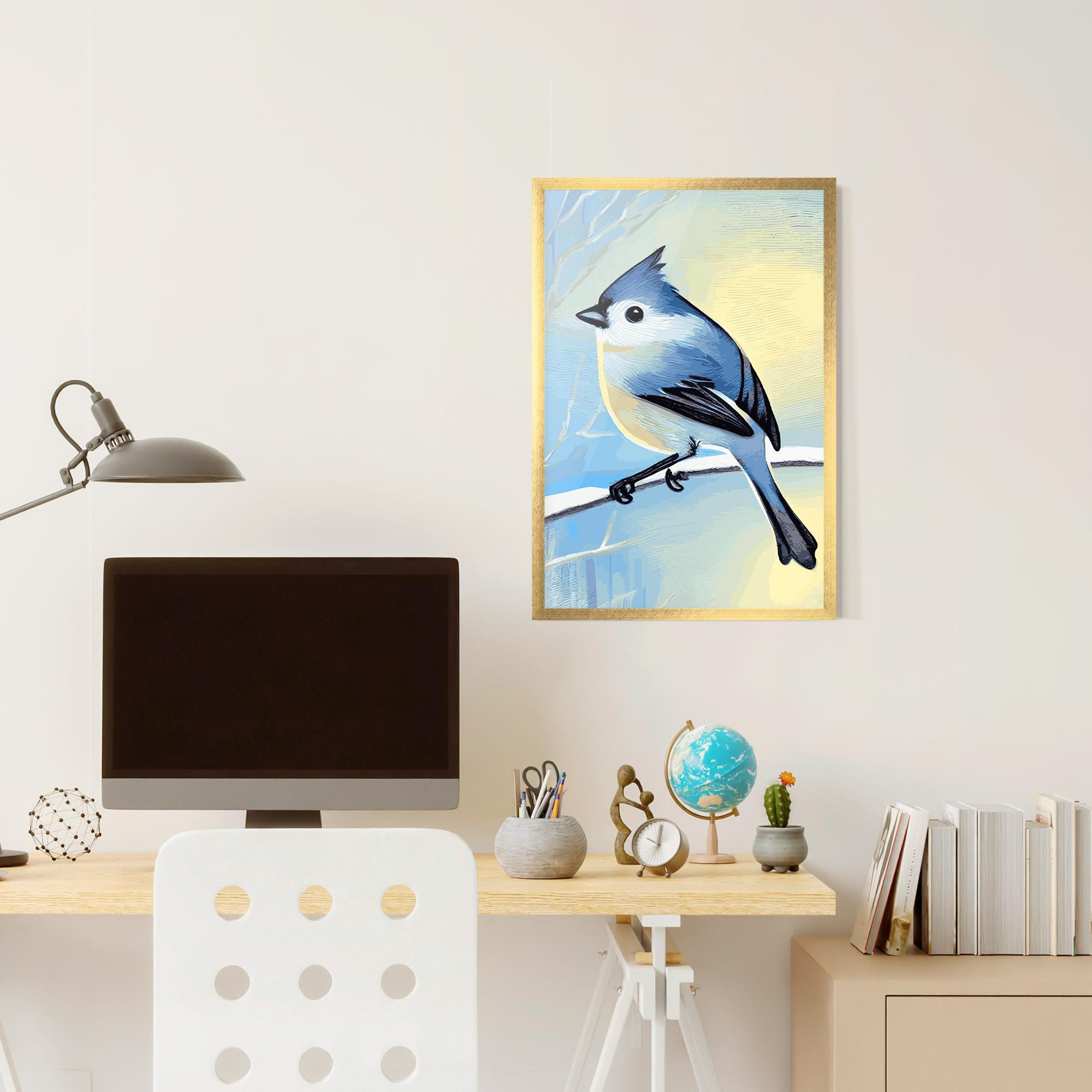 Keretezett Poszter Bird Winter Painting mockup 6