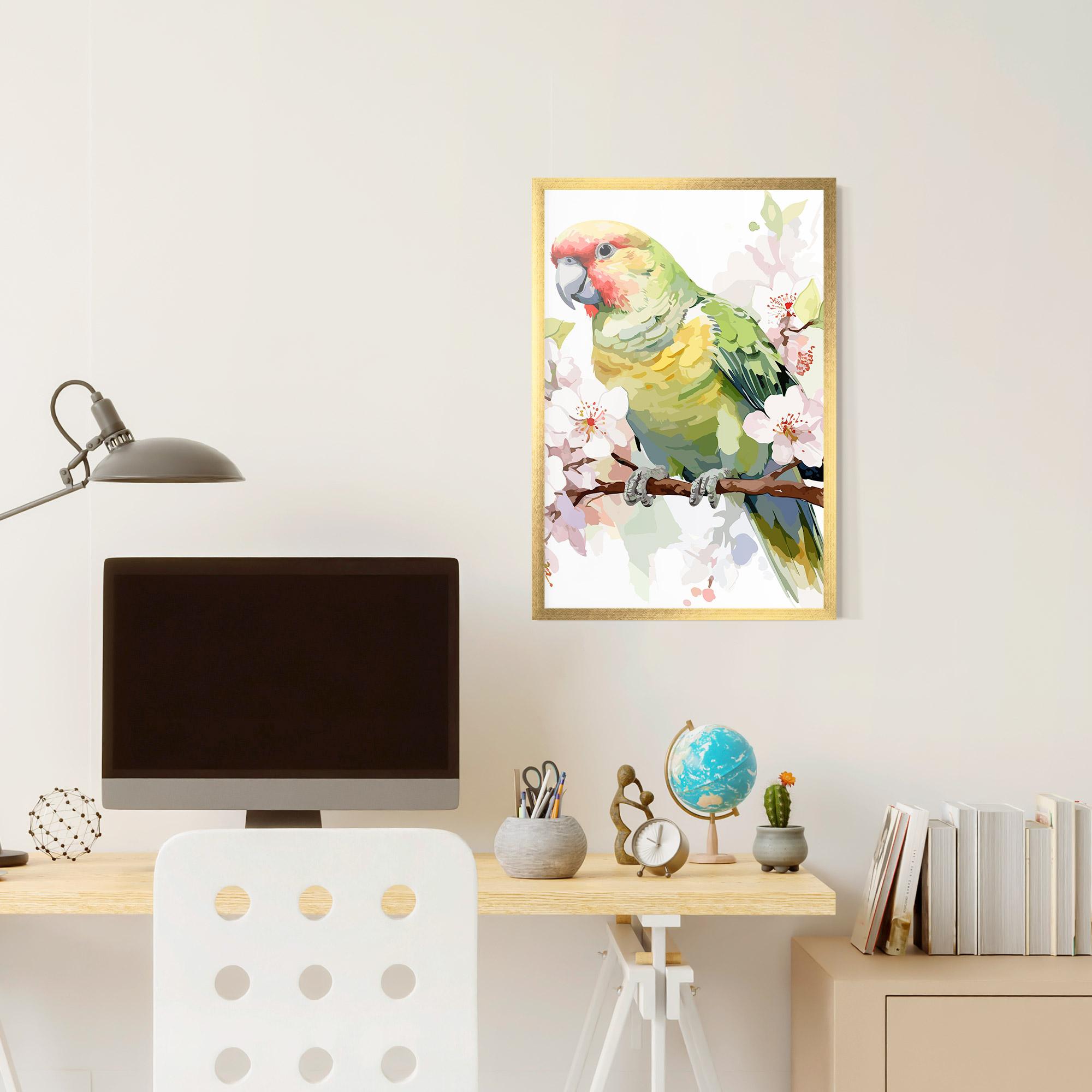 Keretezett Poszter Cute Green Parrot mockup 6