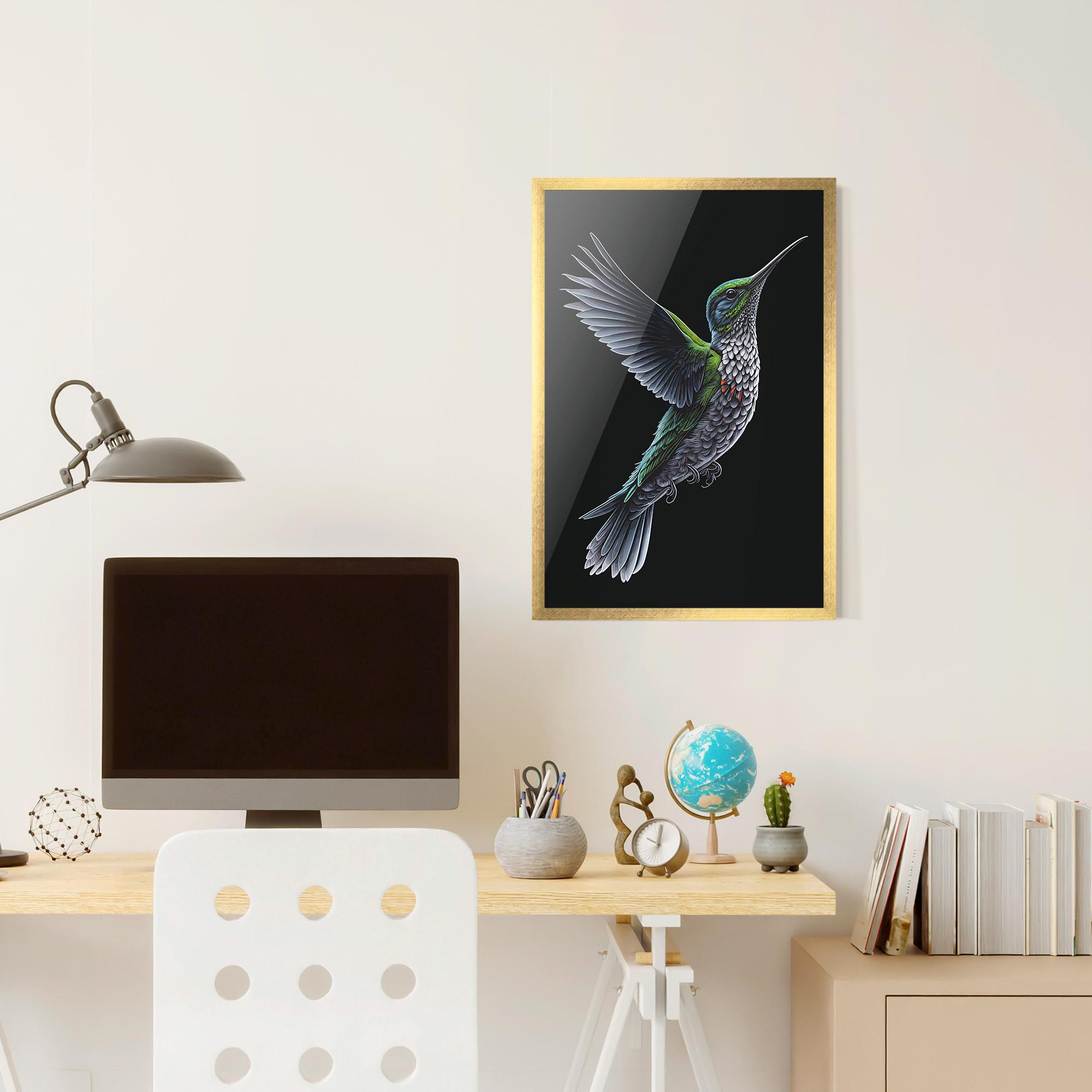 Keretezett Poszter Green Hummingbird mockup 6