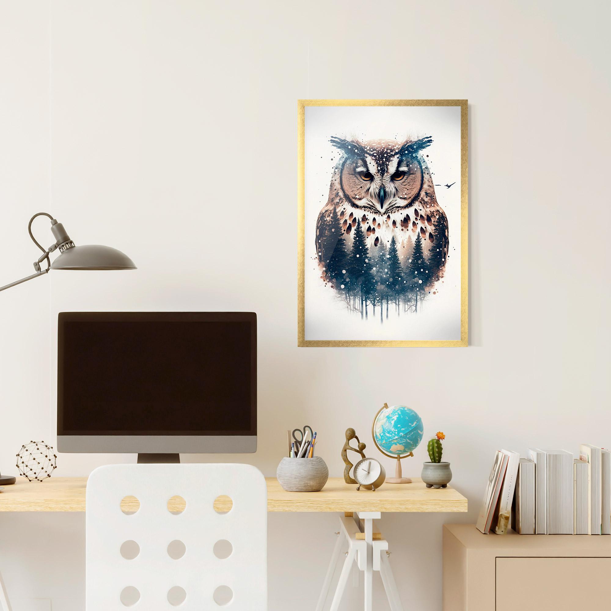 Keretezett Poszter Owl Portrait mockup 6