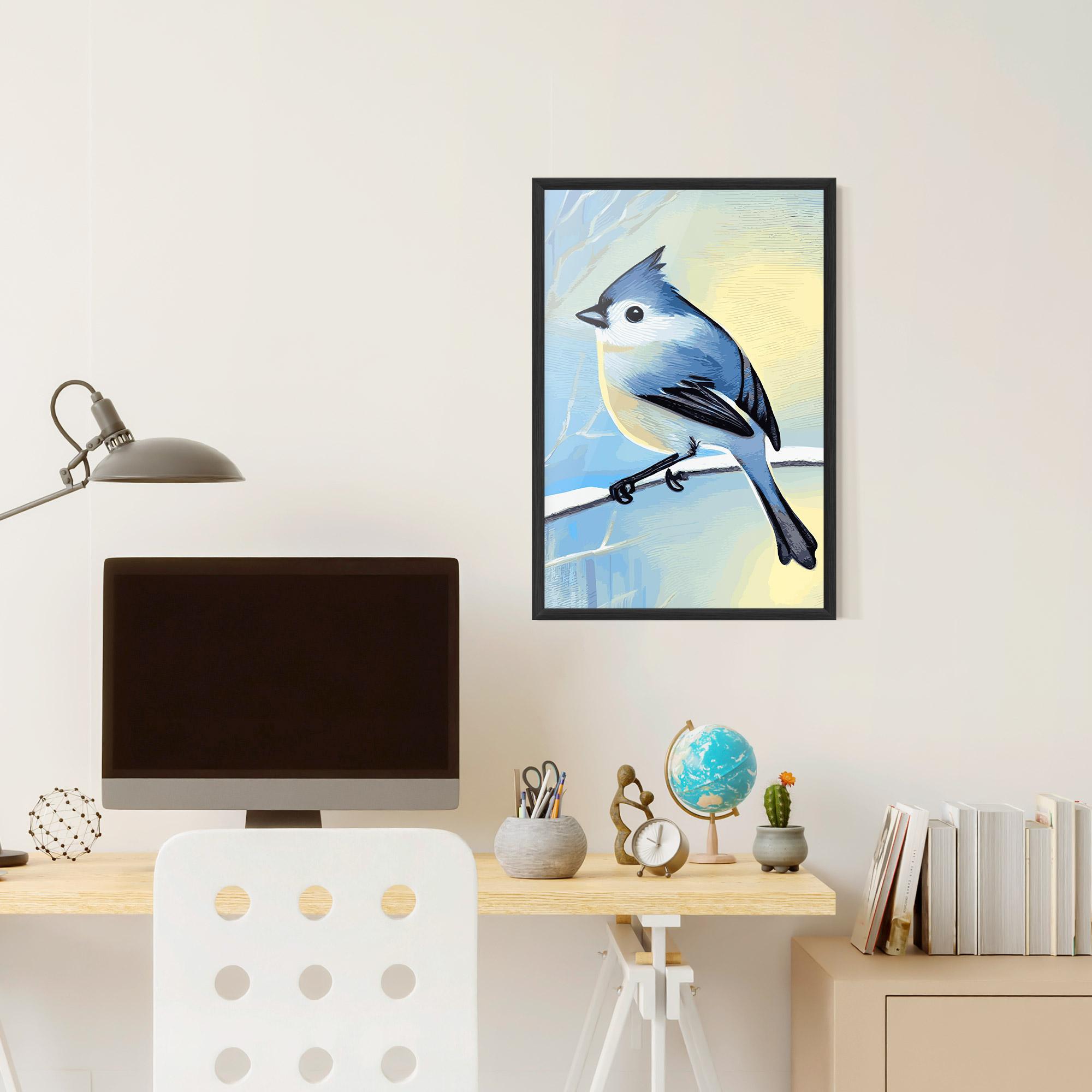 Keretezett Poszter Bird Winter Painting mockup 6