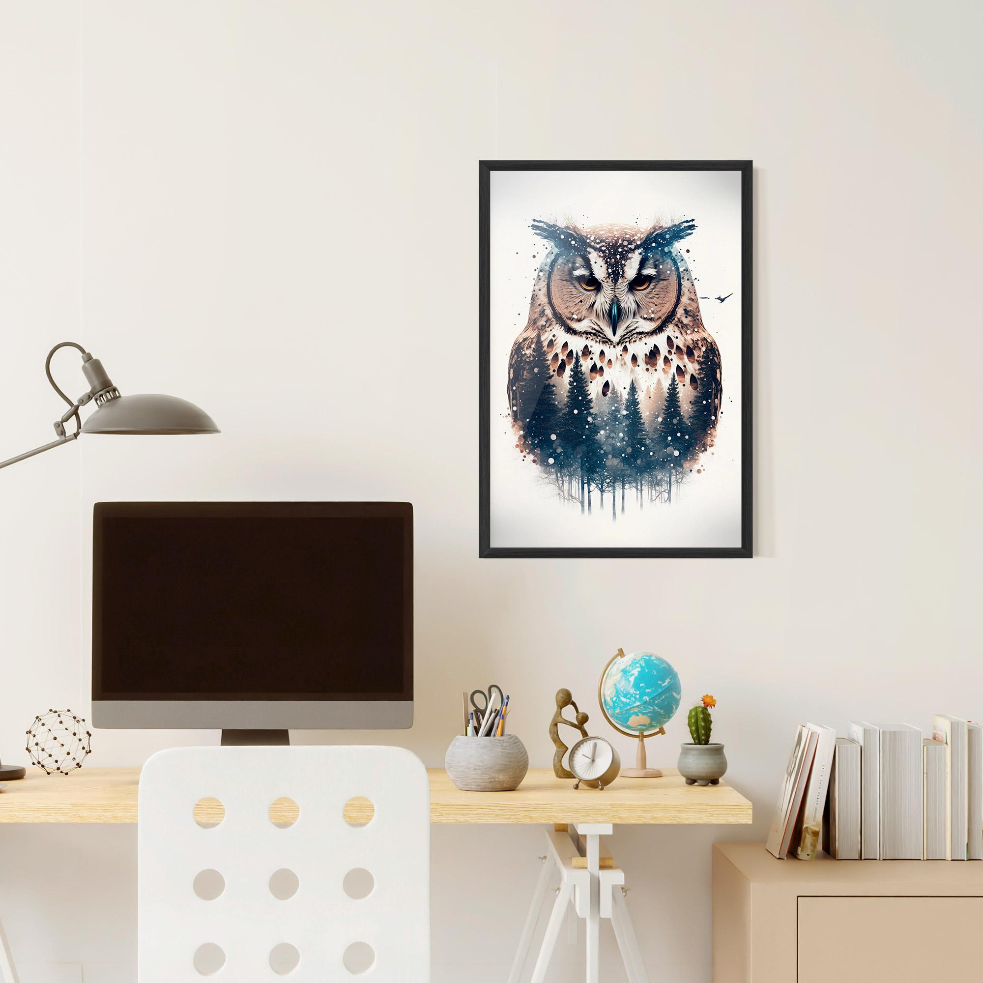 Keretezett Poszter Owl Portrait mockup 6
