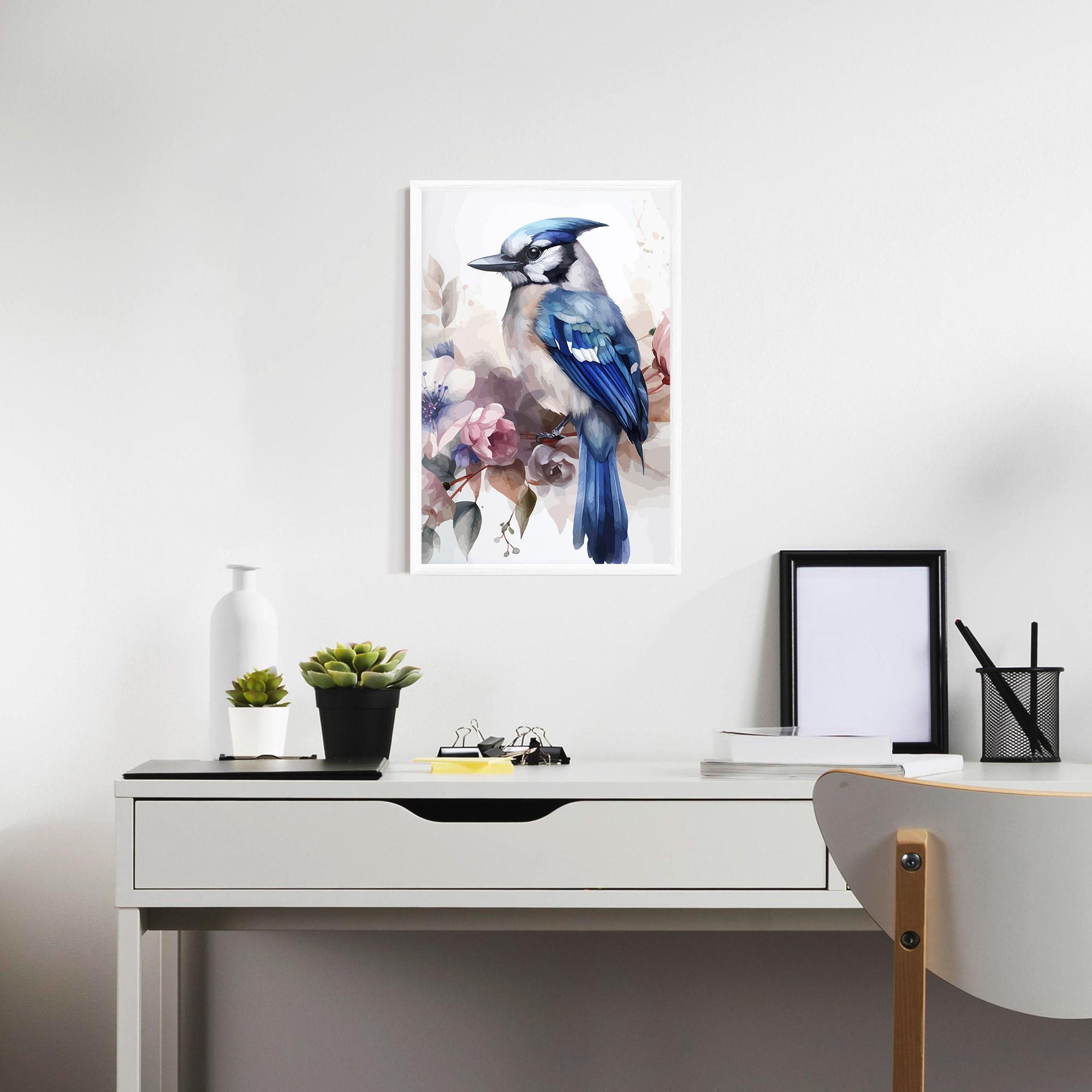 Keretezett Poszter Bird Pretty Blue mockup 7