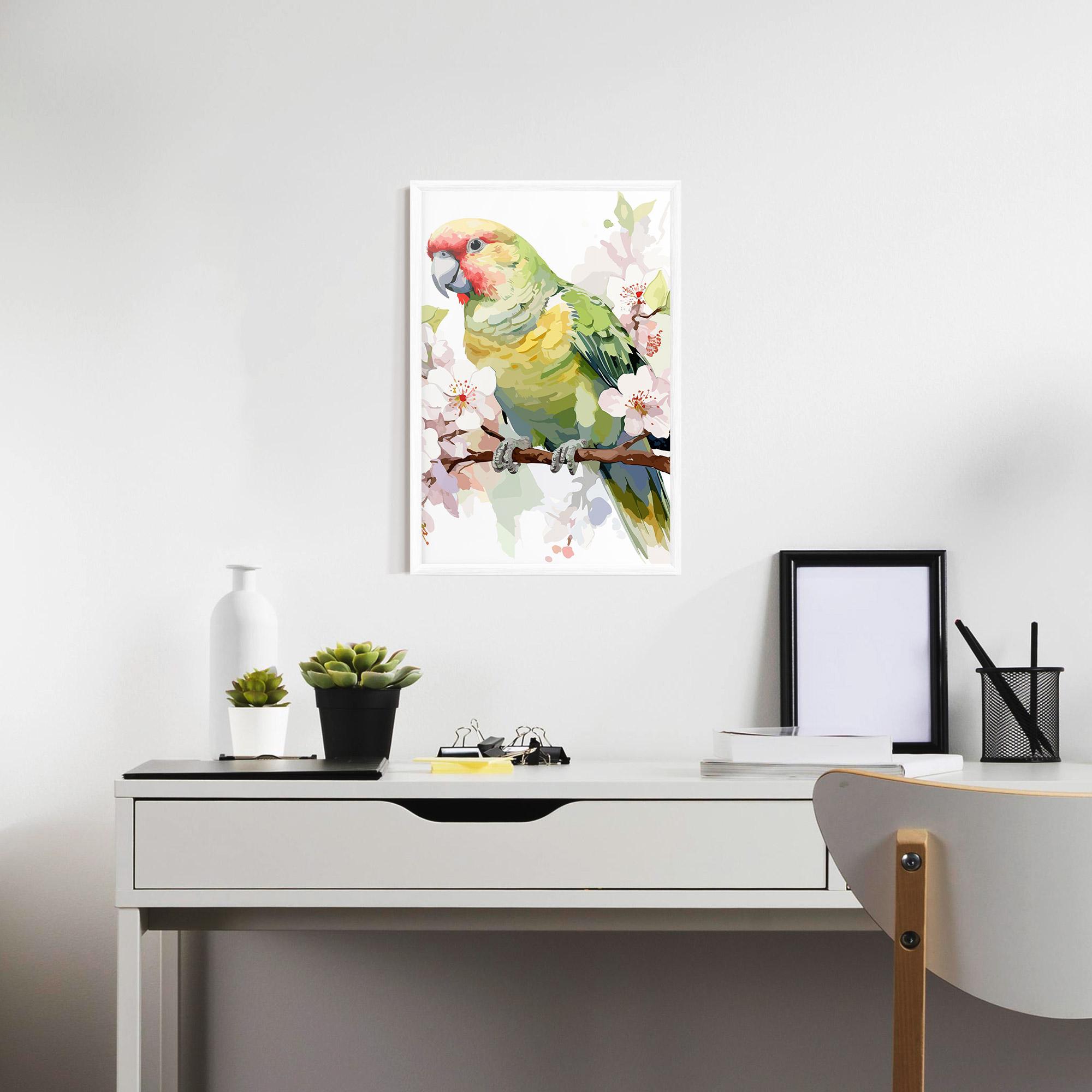 Keretezett Poszter Cute Green Parrot mockup 7