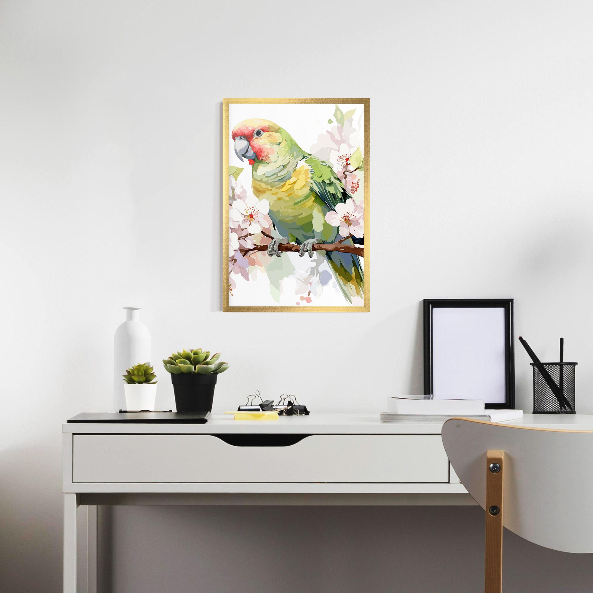 Keretezett Poszter Cute Green Parrot mockup 7