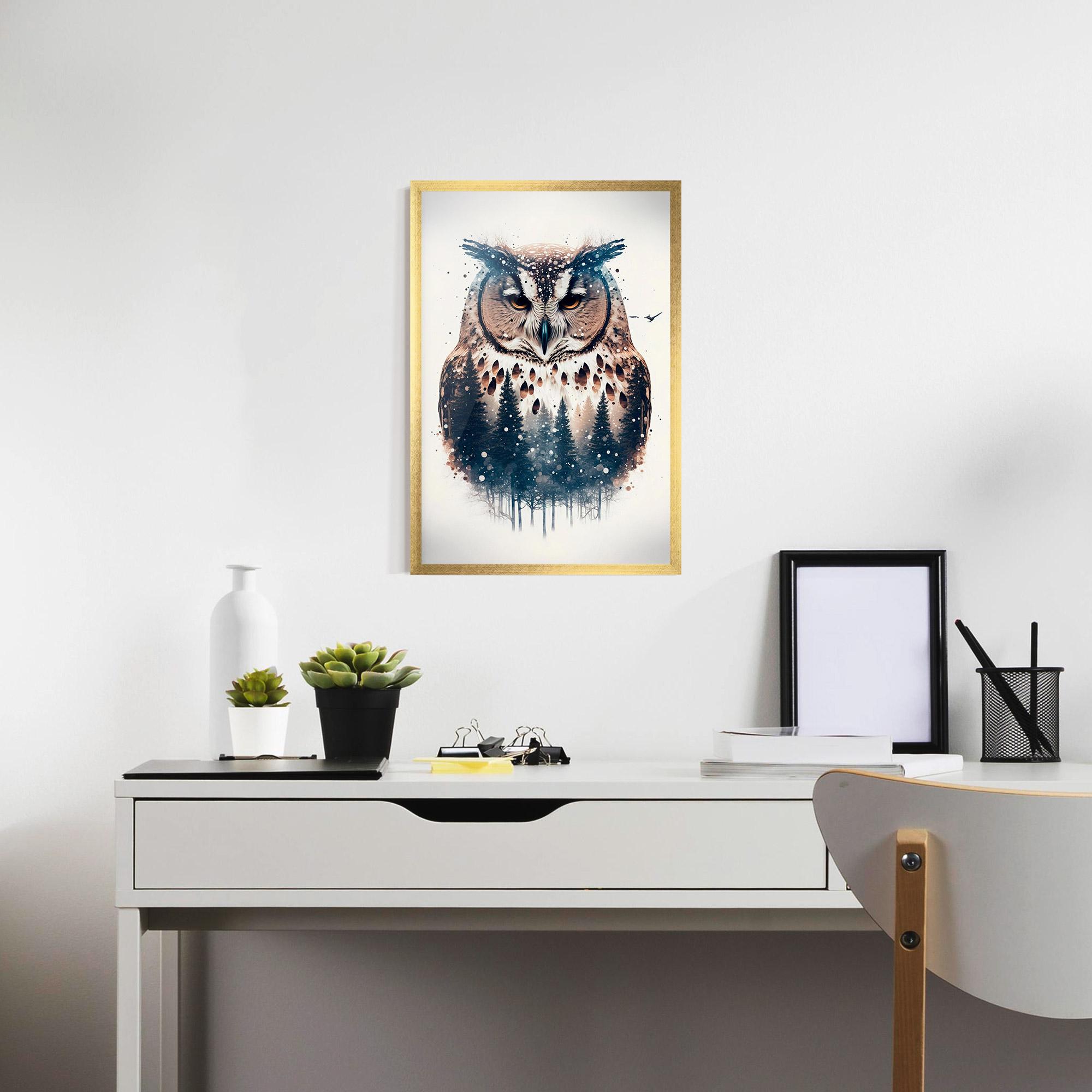 Keretezett Poszter Owl Portrait mockup 7