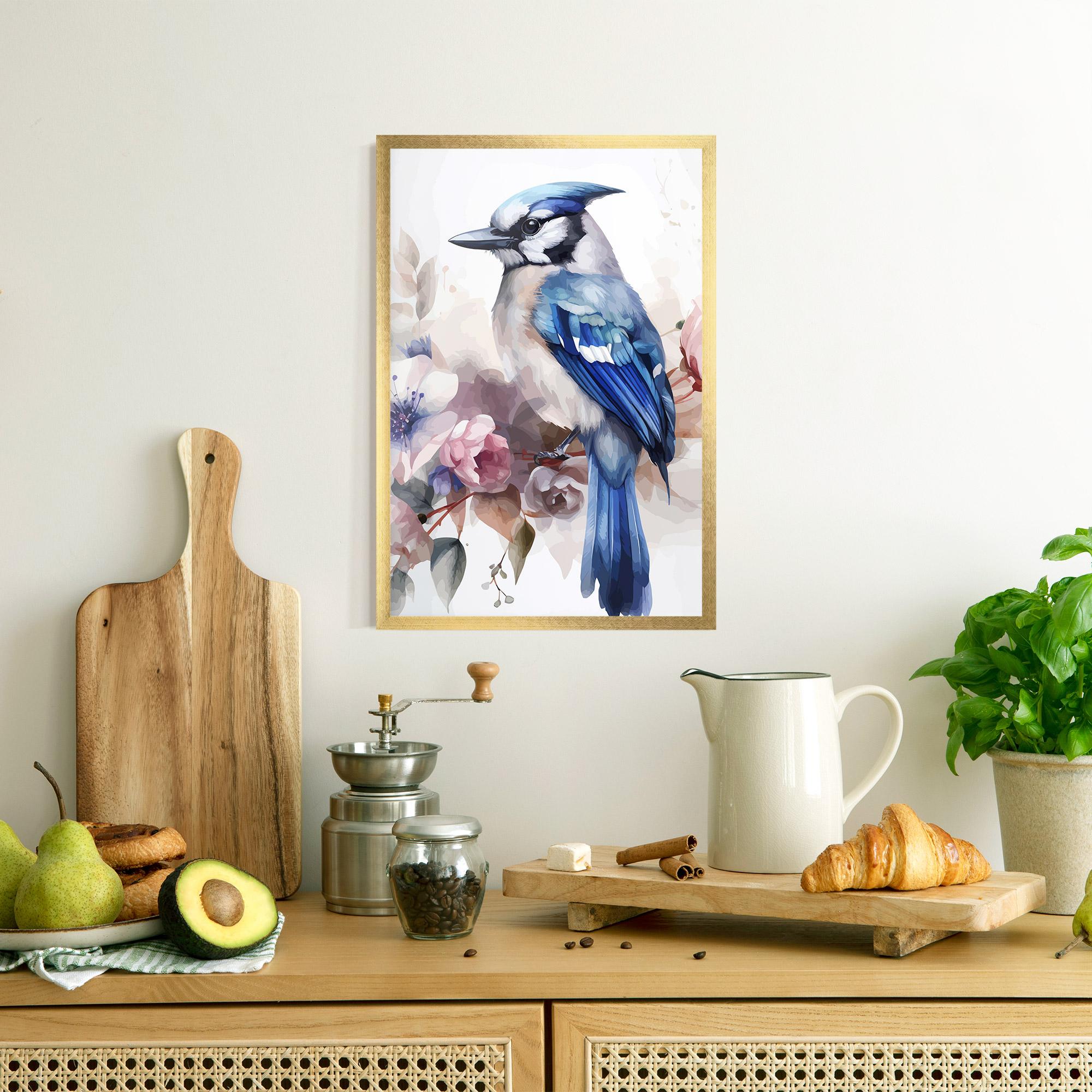 Keretezett Poszter Bird Pretty Blue mockup 8