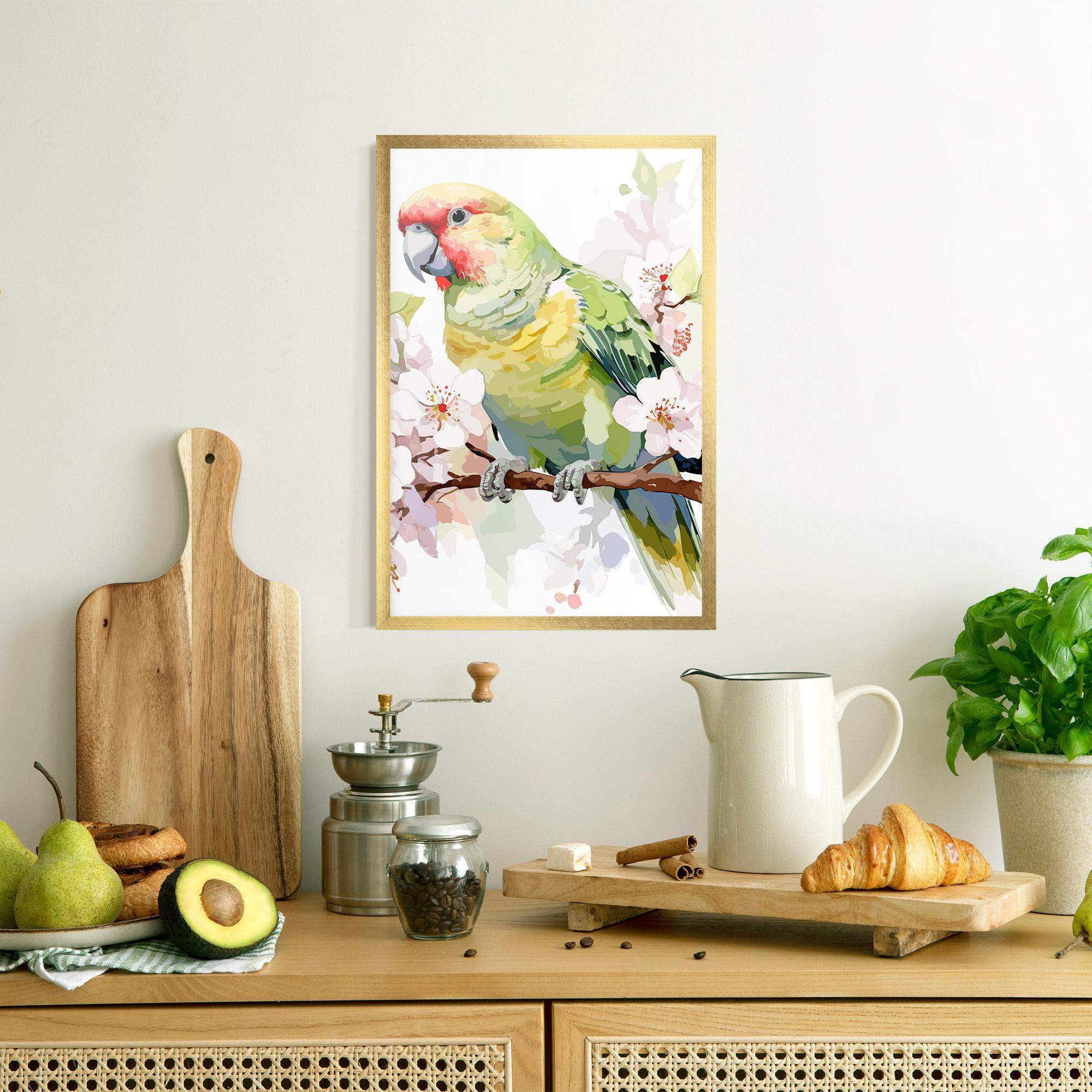 Keretezett Poszter Cute Green Parrot mockup 8