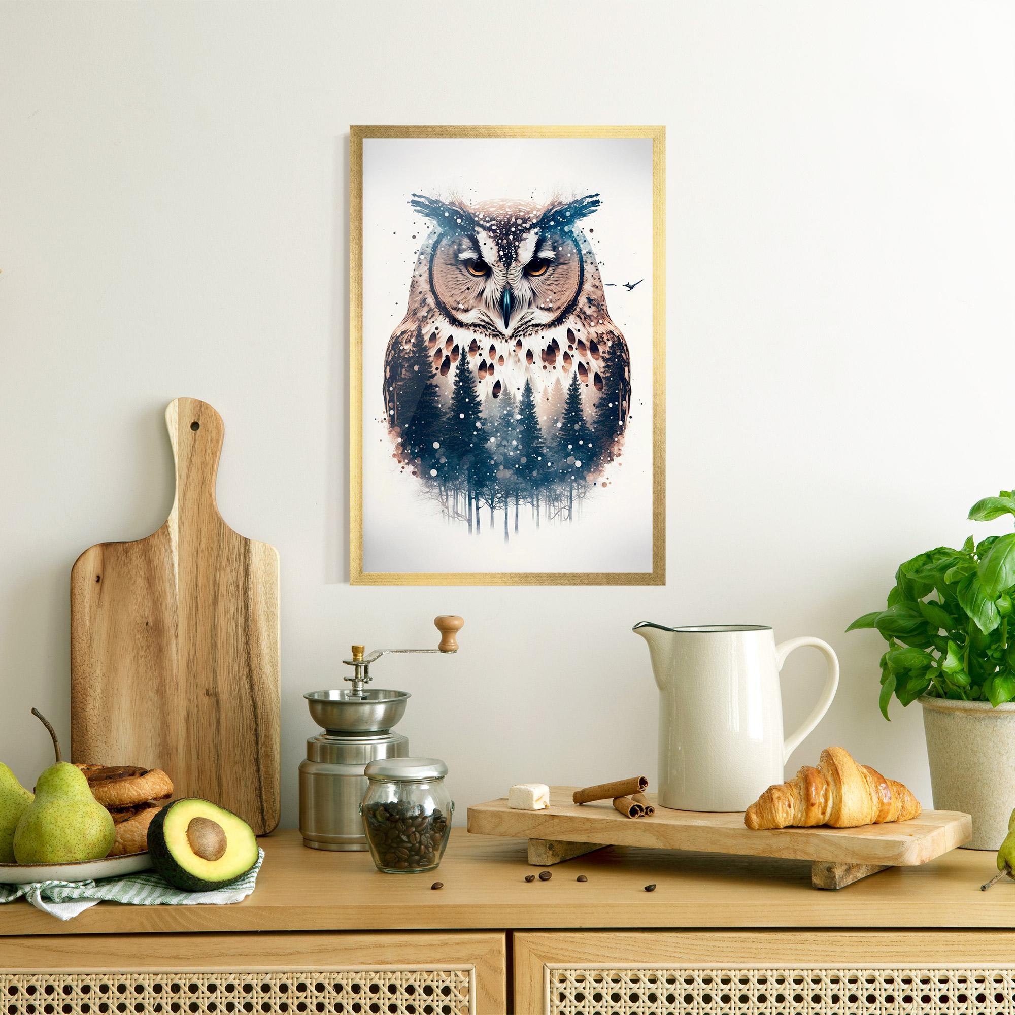 Keretezett Poszter Owl Portrait mockup 8