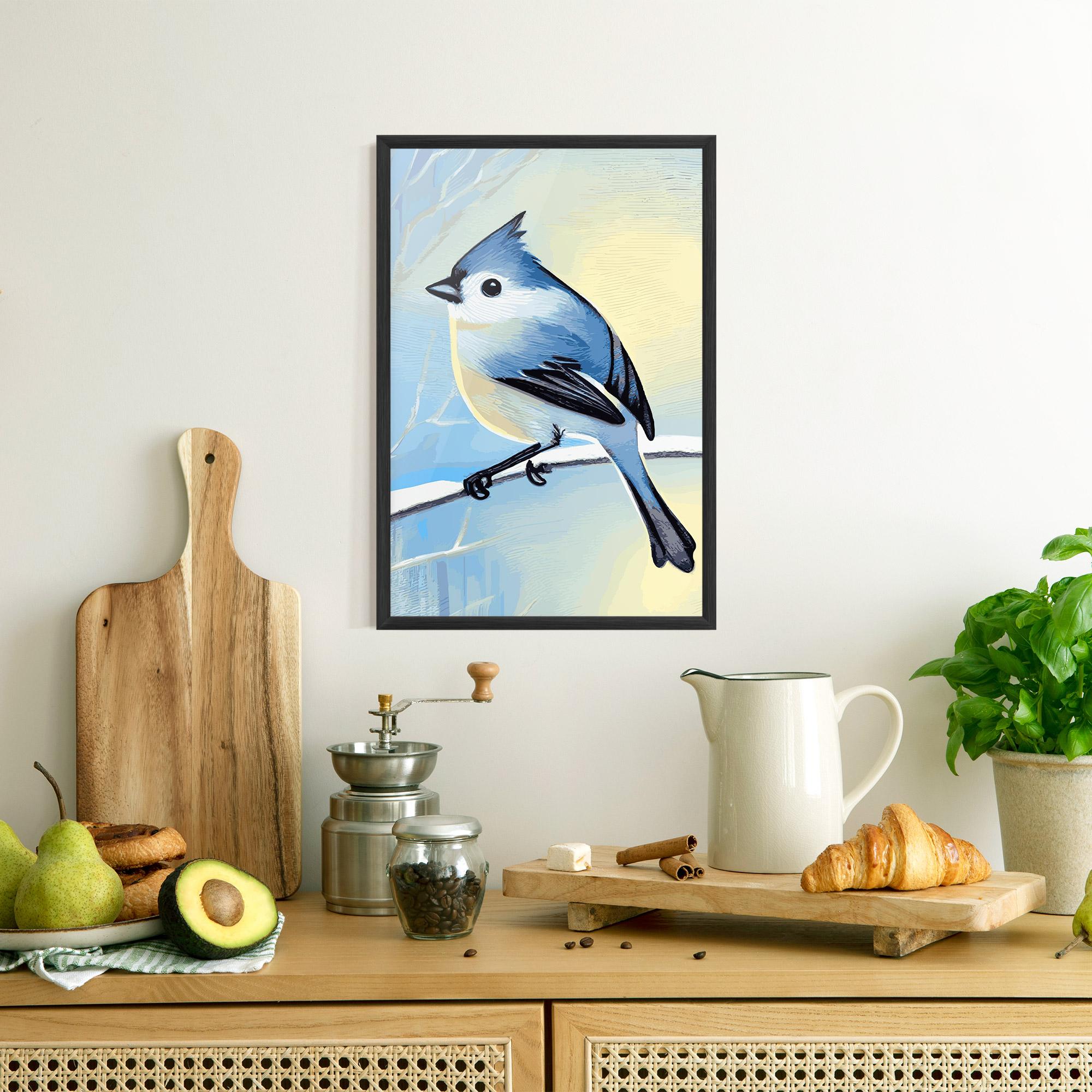 Keretezett Poszter Bird Winter Painting mockup 8
