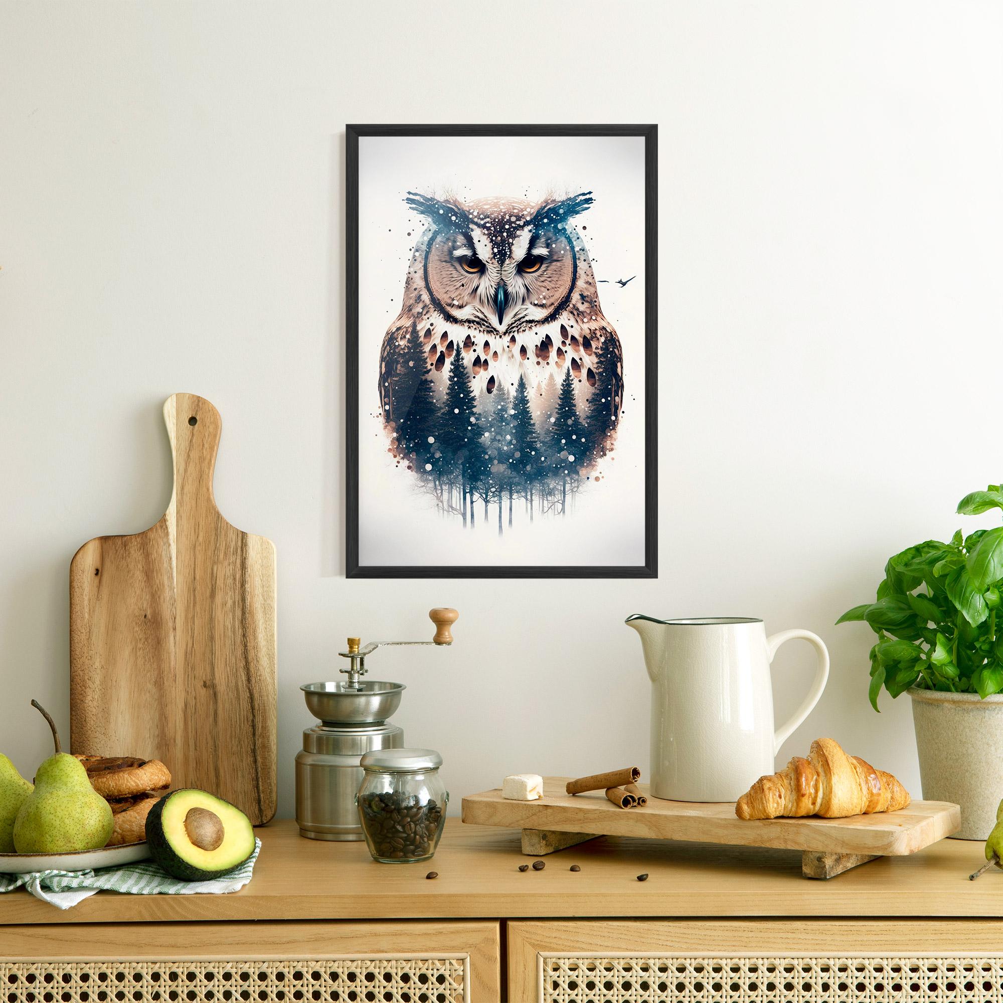 Keretezett Poszter Owl Portrait mockup 8
