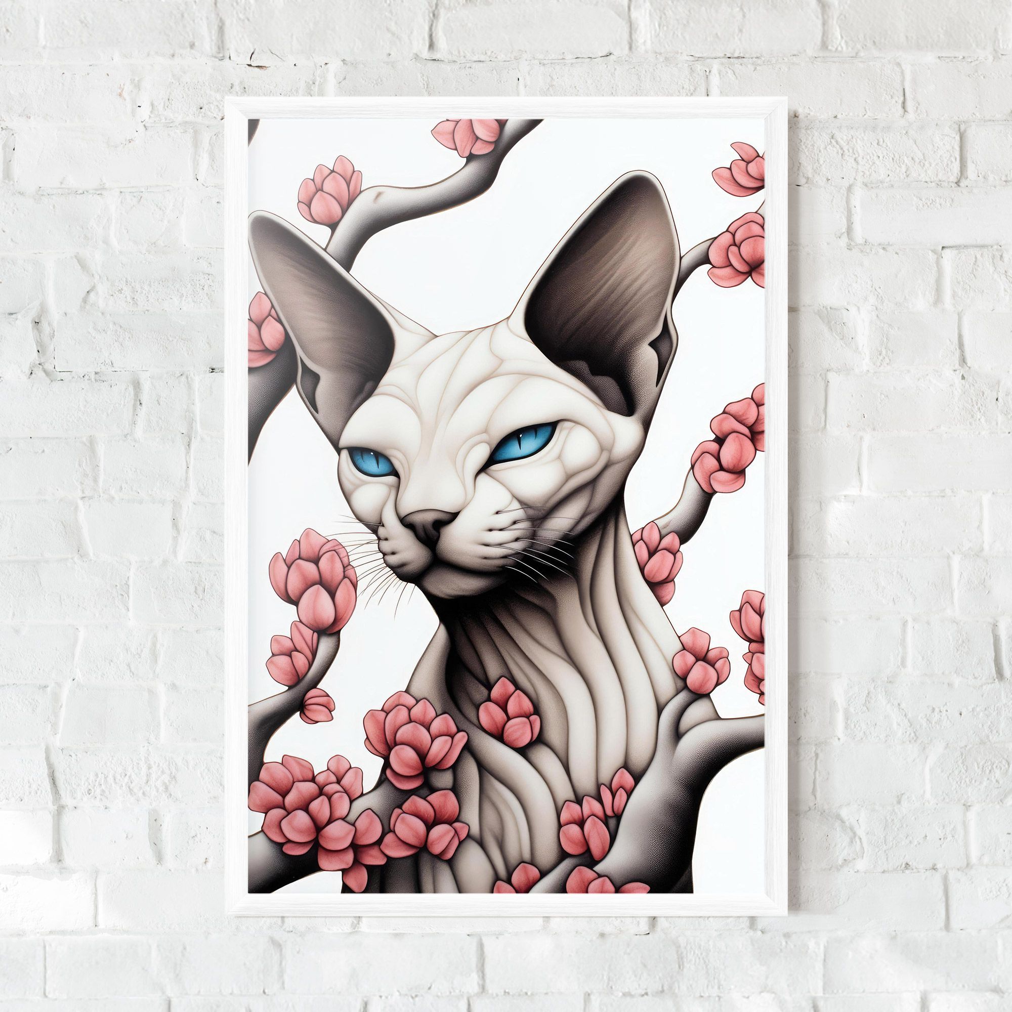 Blue Eyes Cat Drawing mockup 0