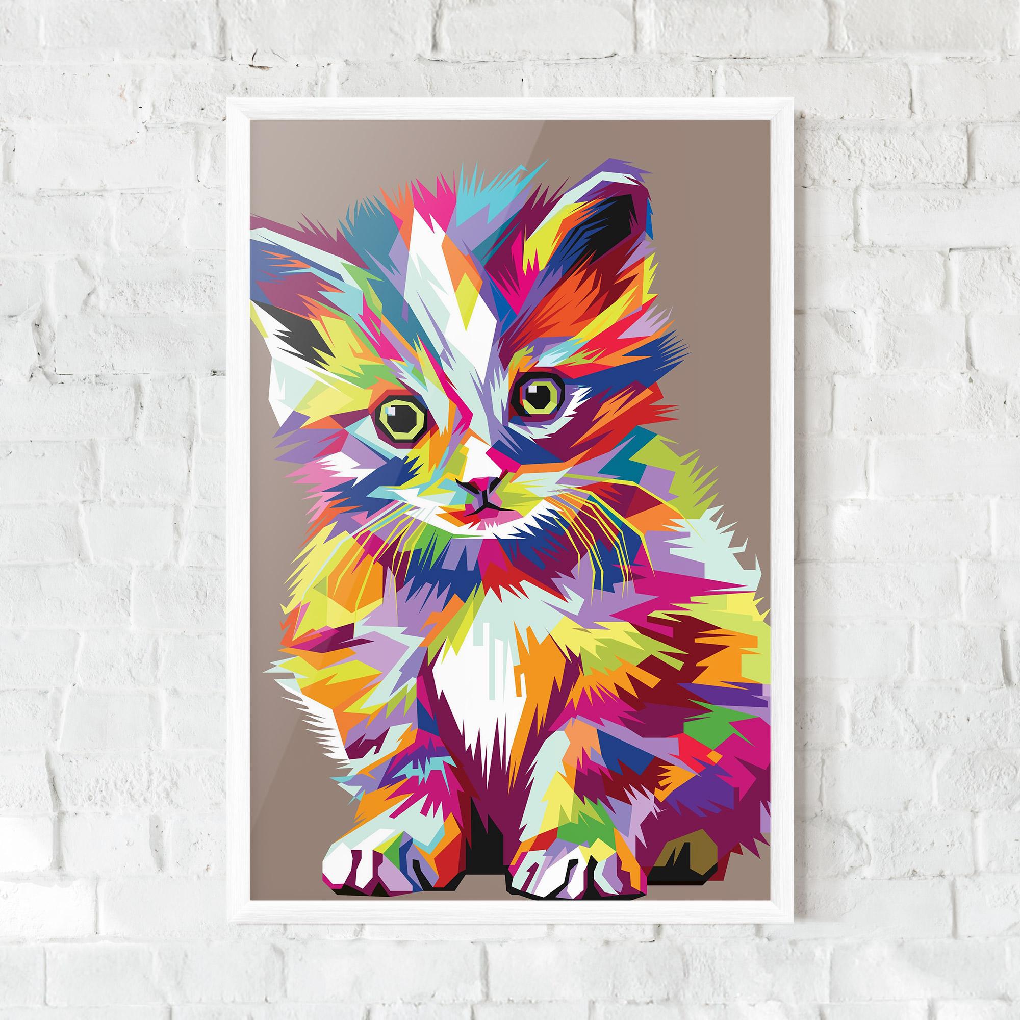 Keretezett Poszter Colorful Cat mockup 0