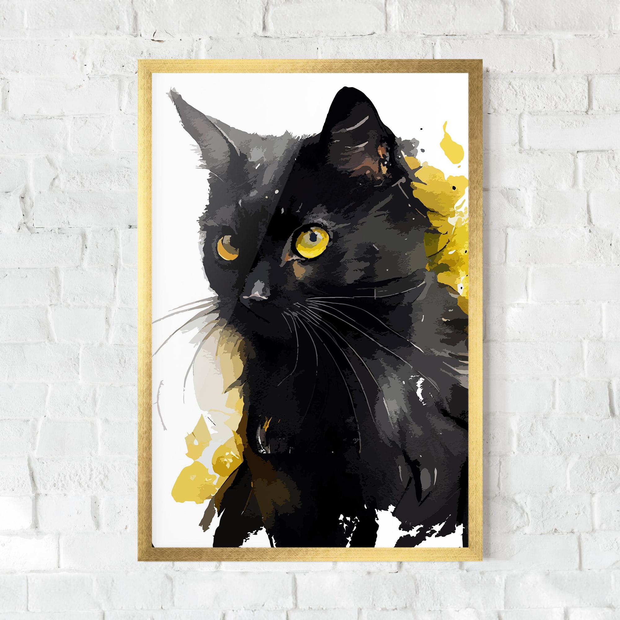Keretezett Poszter Beautiful Black Cat mockup 0