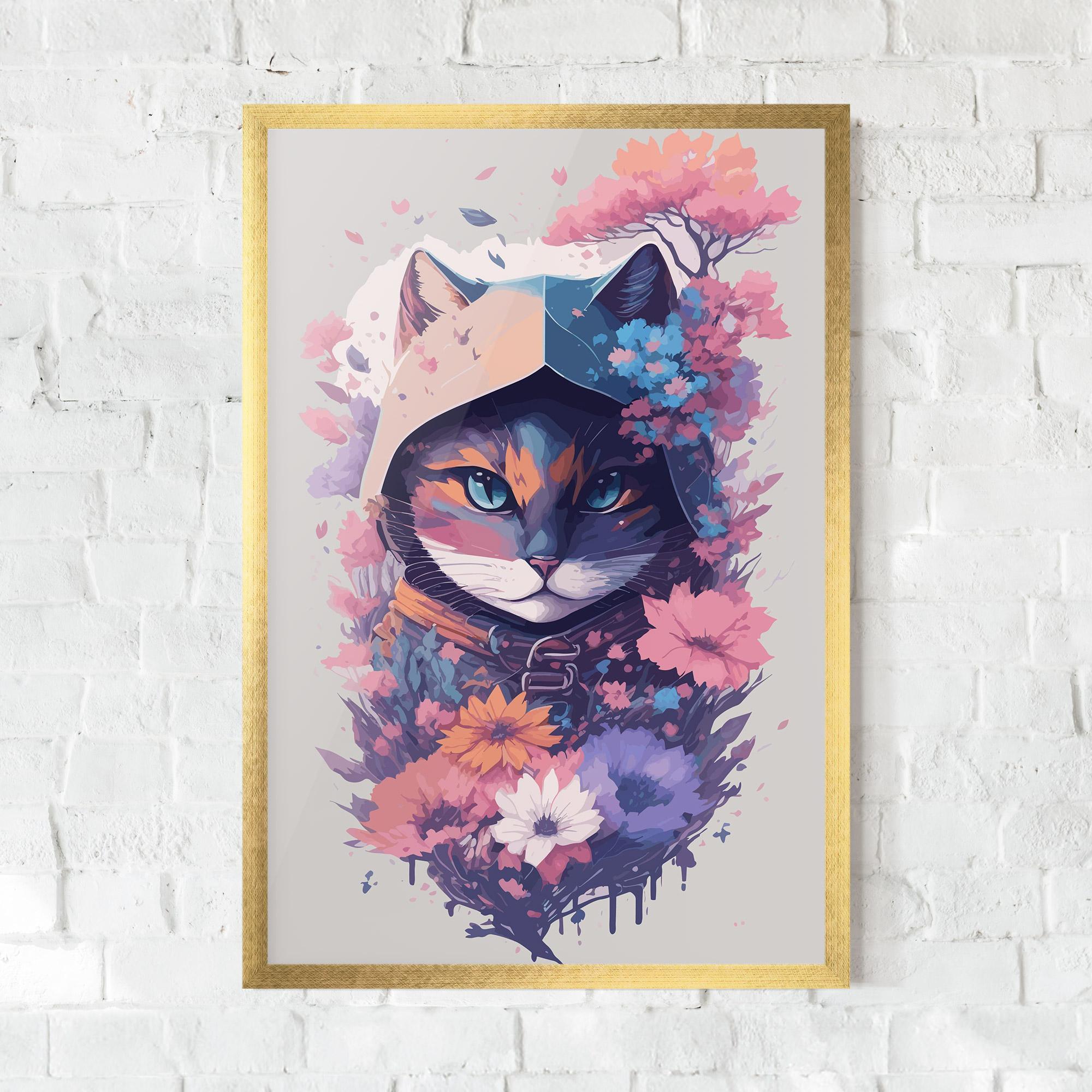 Keretezett Poszter Purple Cat mockup 0