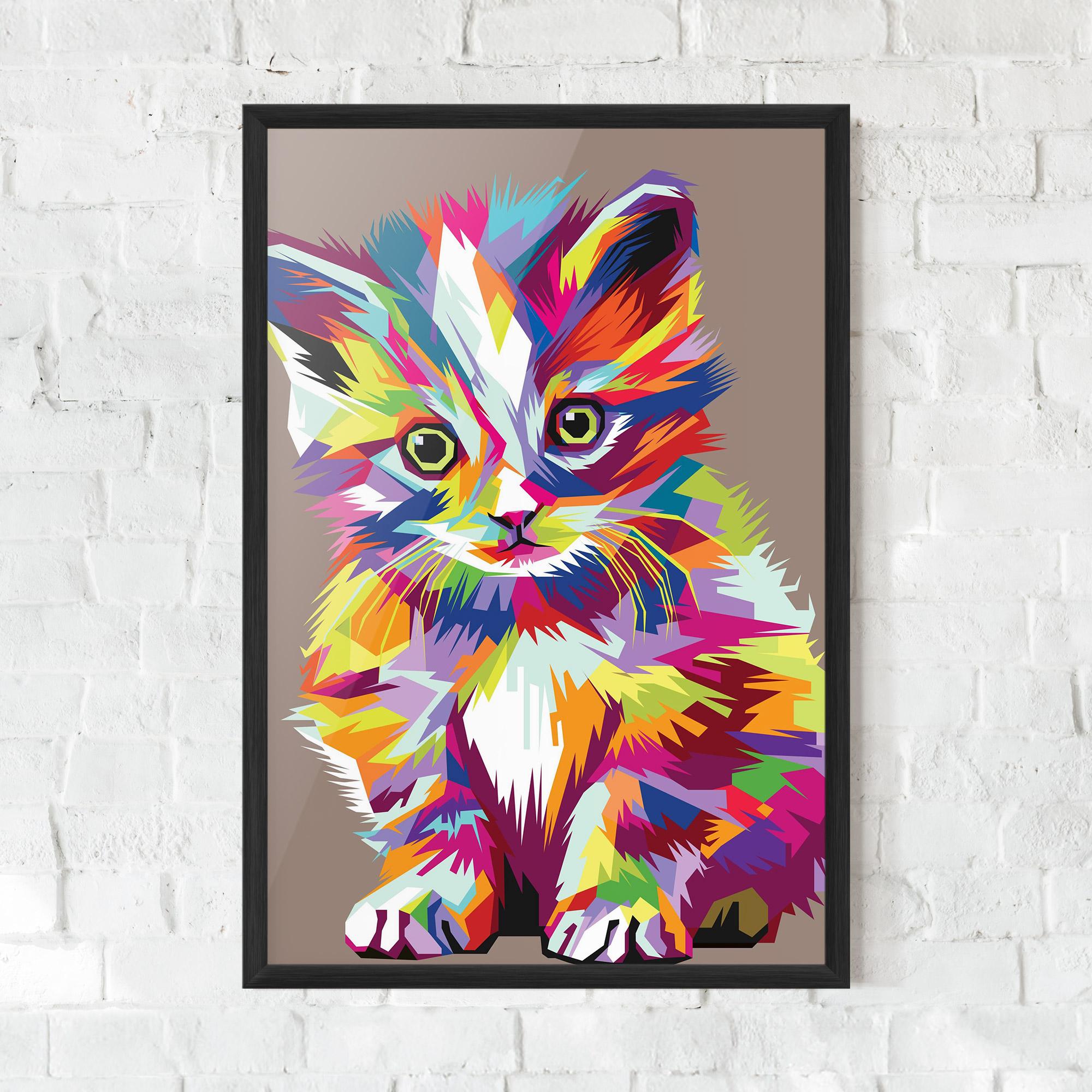 Keretezett Poszter Colorful Cat mockup 0