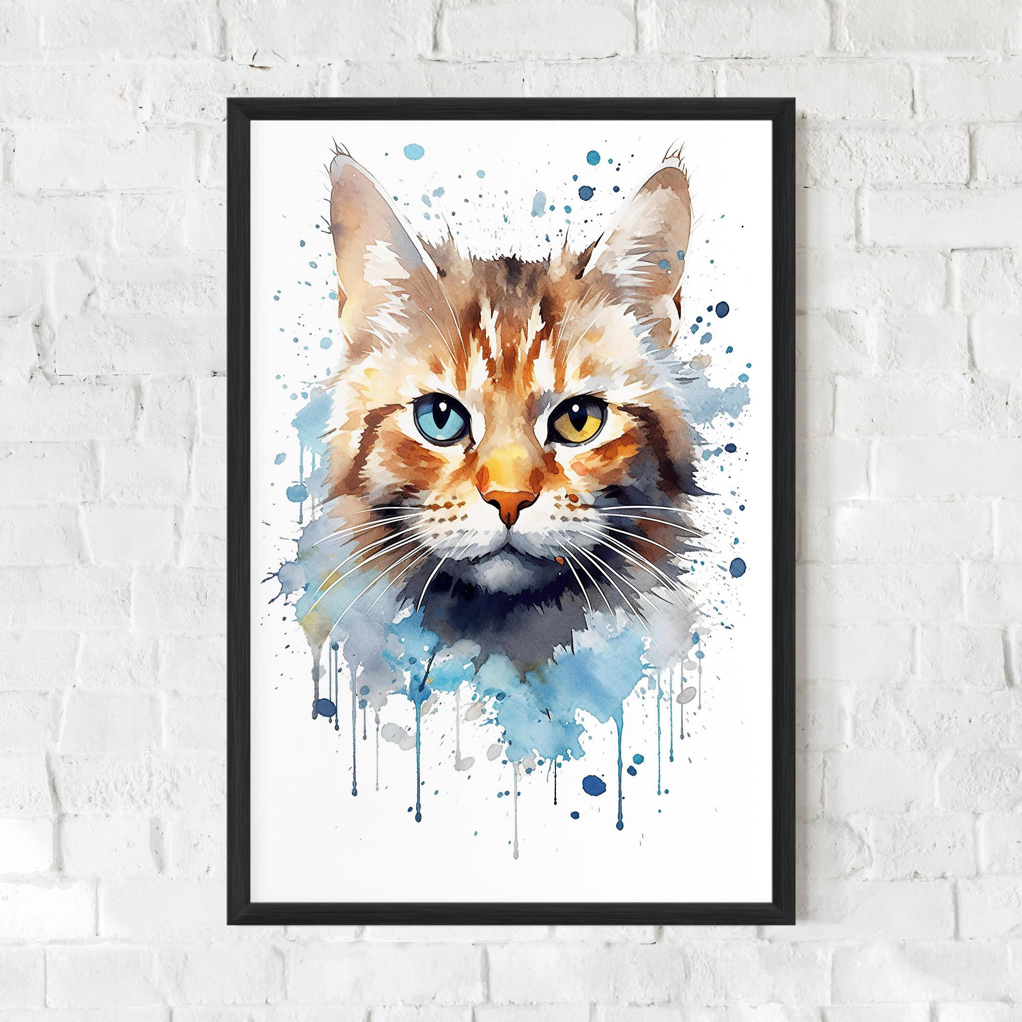 Keretezett Poszter Orange Blue Eyes Cat mockup 0
