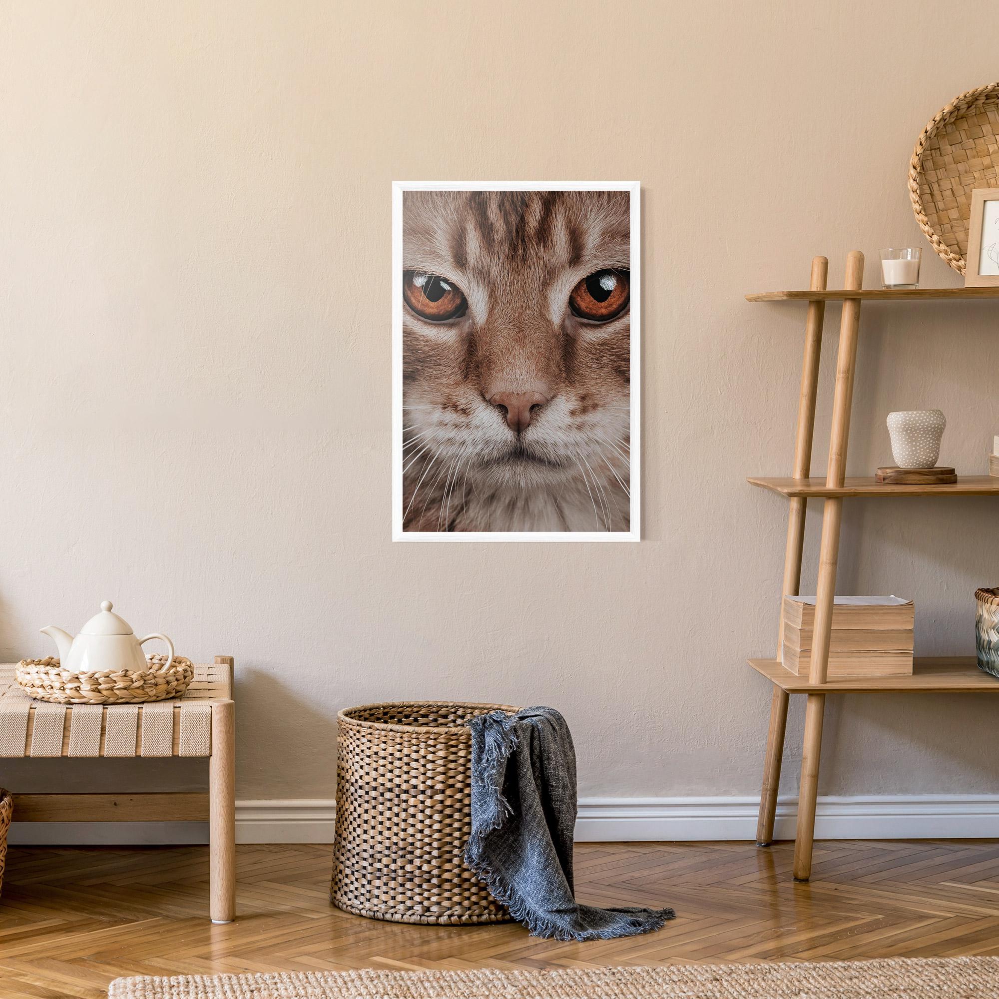 Keretezett Poszter Fire Eyes Cat mockup 9