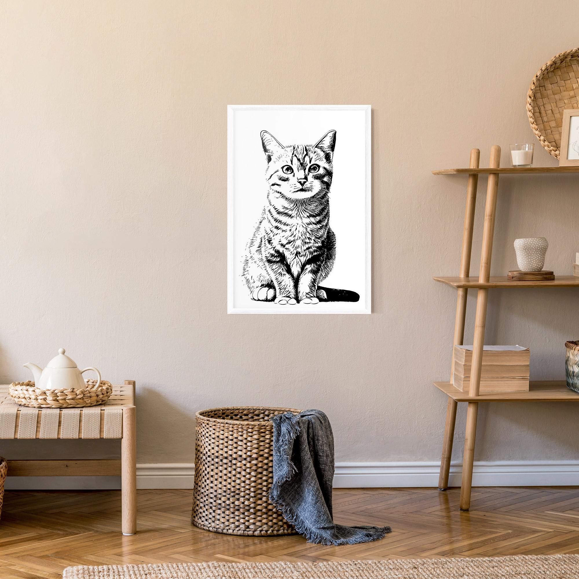 Keretezett Poszter Hand Drawn Cat mockup 9