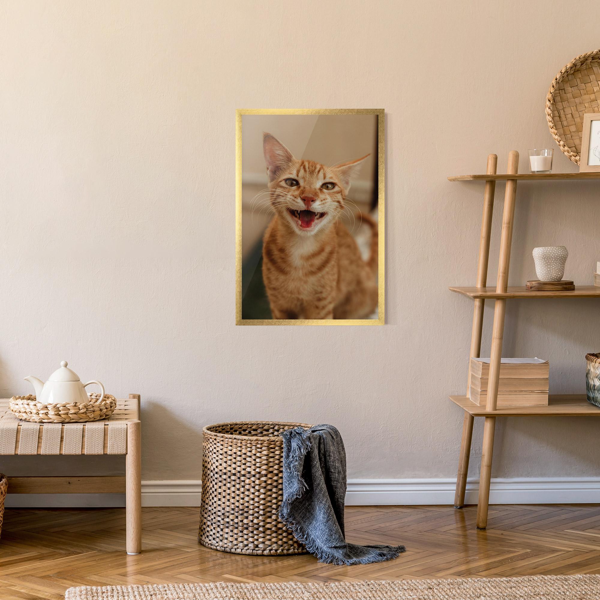 Keretezett Poszter Orange Cat Smiling mockup 9