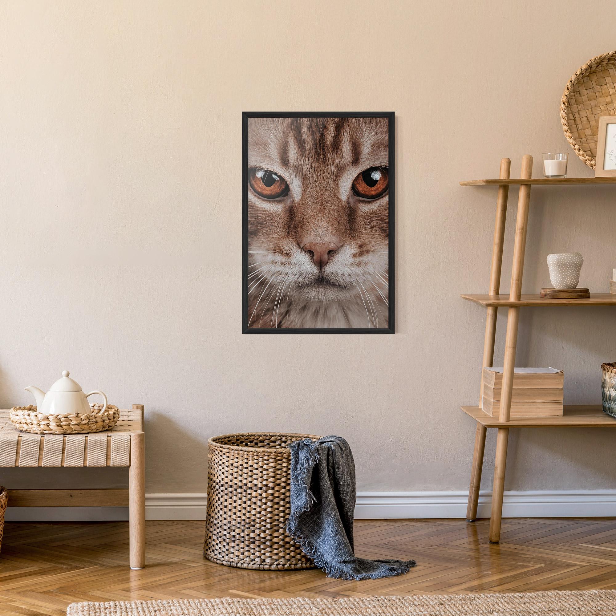 Keretezett Poszter Fire Eyes Cat mockup 9