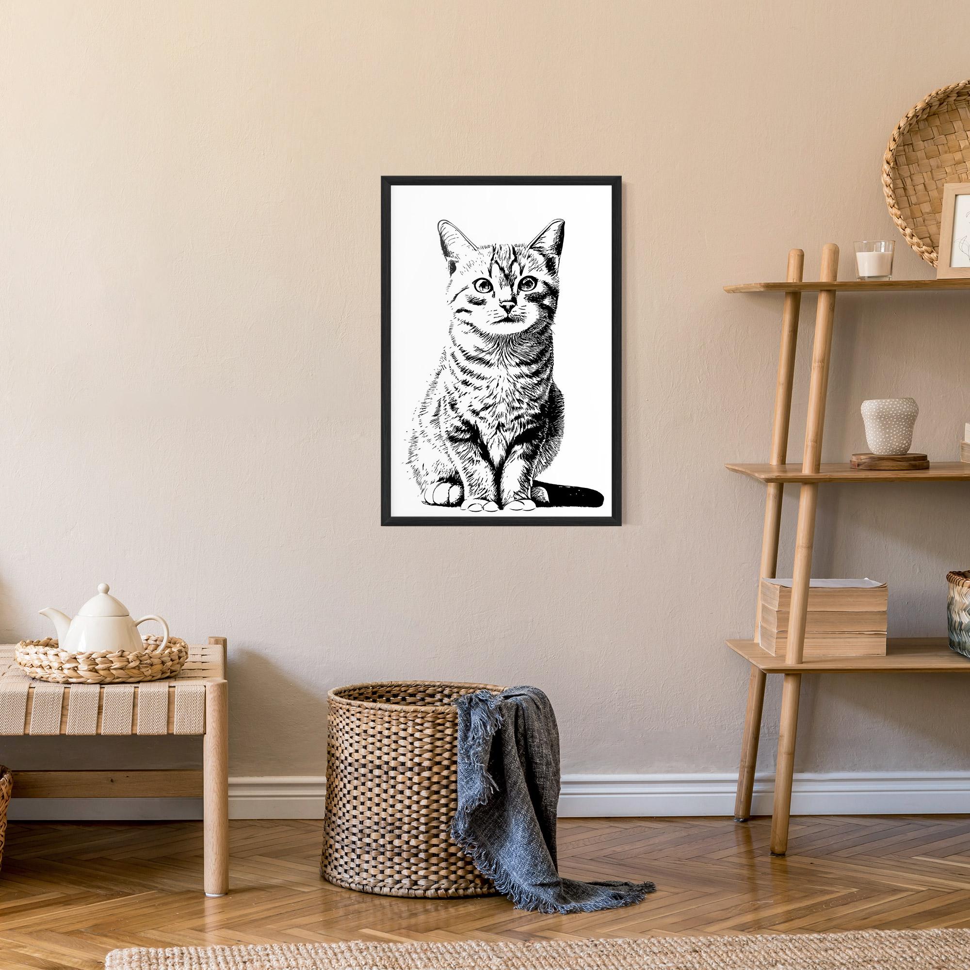 Keretezett Poszter Hand Drawn Cat mockup 9