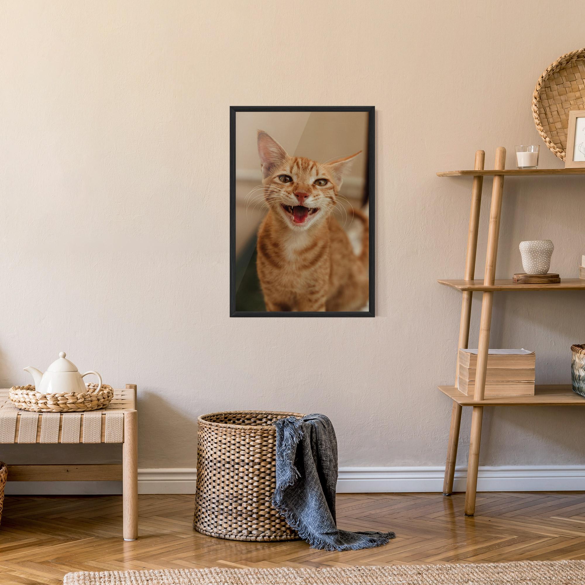 Keretezett Poszter Orange Cat Smiling mockup 9