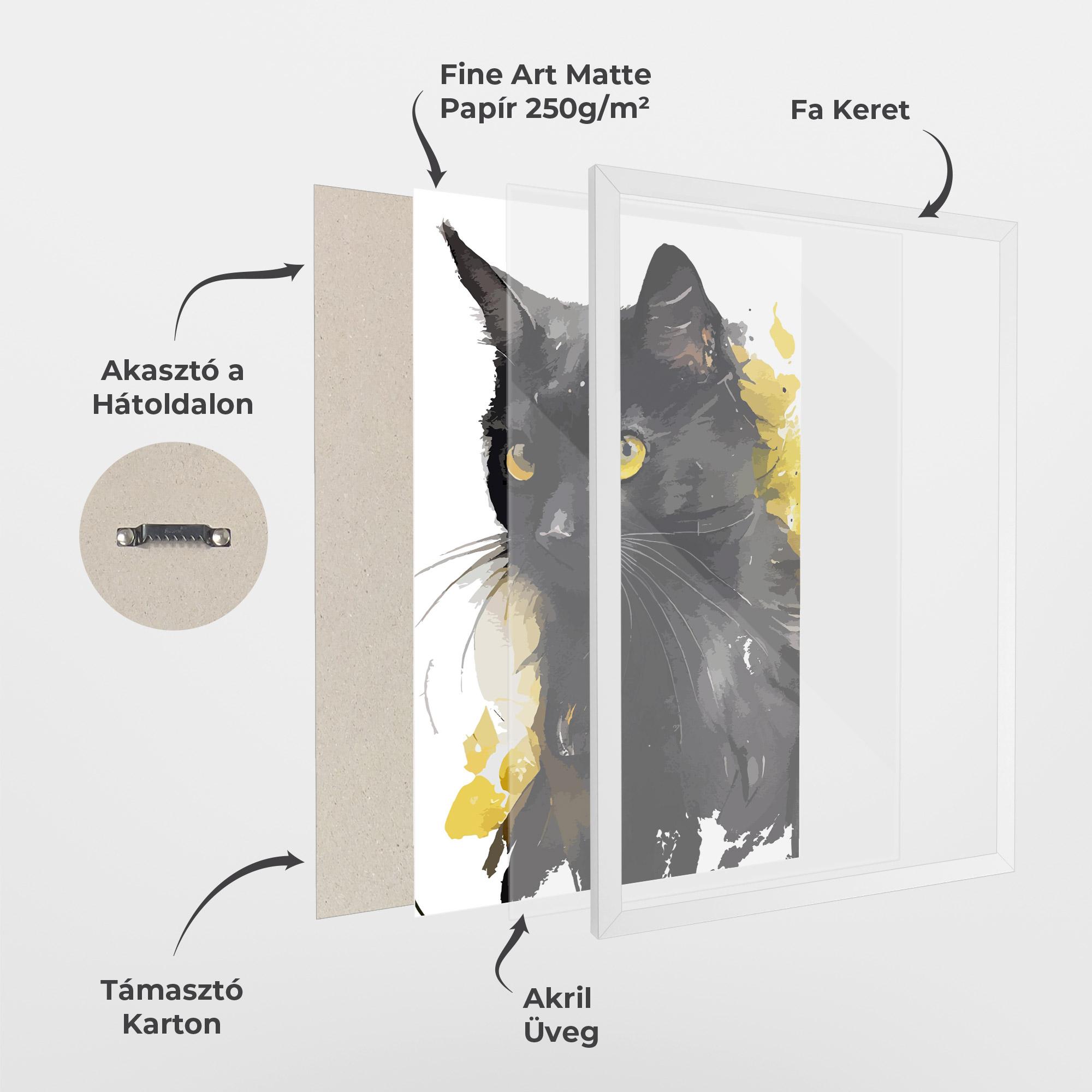 Keretezett Poszter Beautiful Black Cat mockup 1