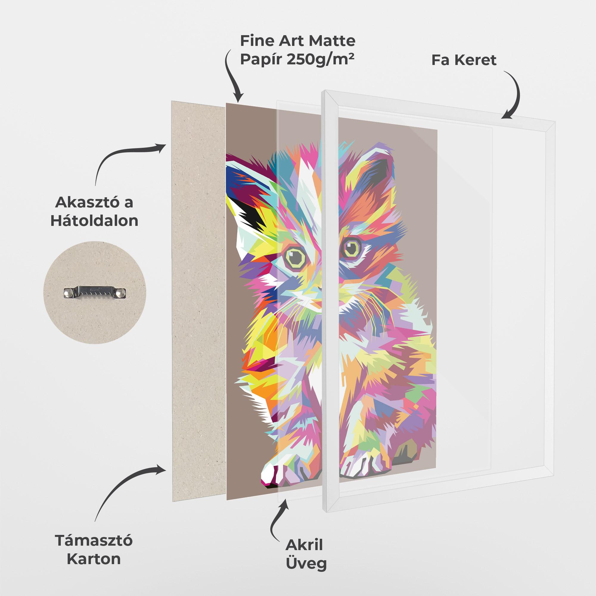 Keretezett Poszter Colorful Cat mockup 1