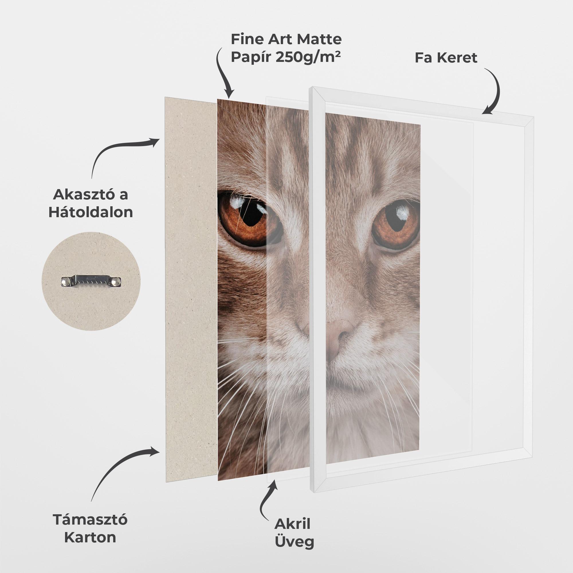 Keretezett Poszter Fire Eyes Cat mockup 1